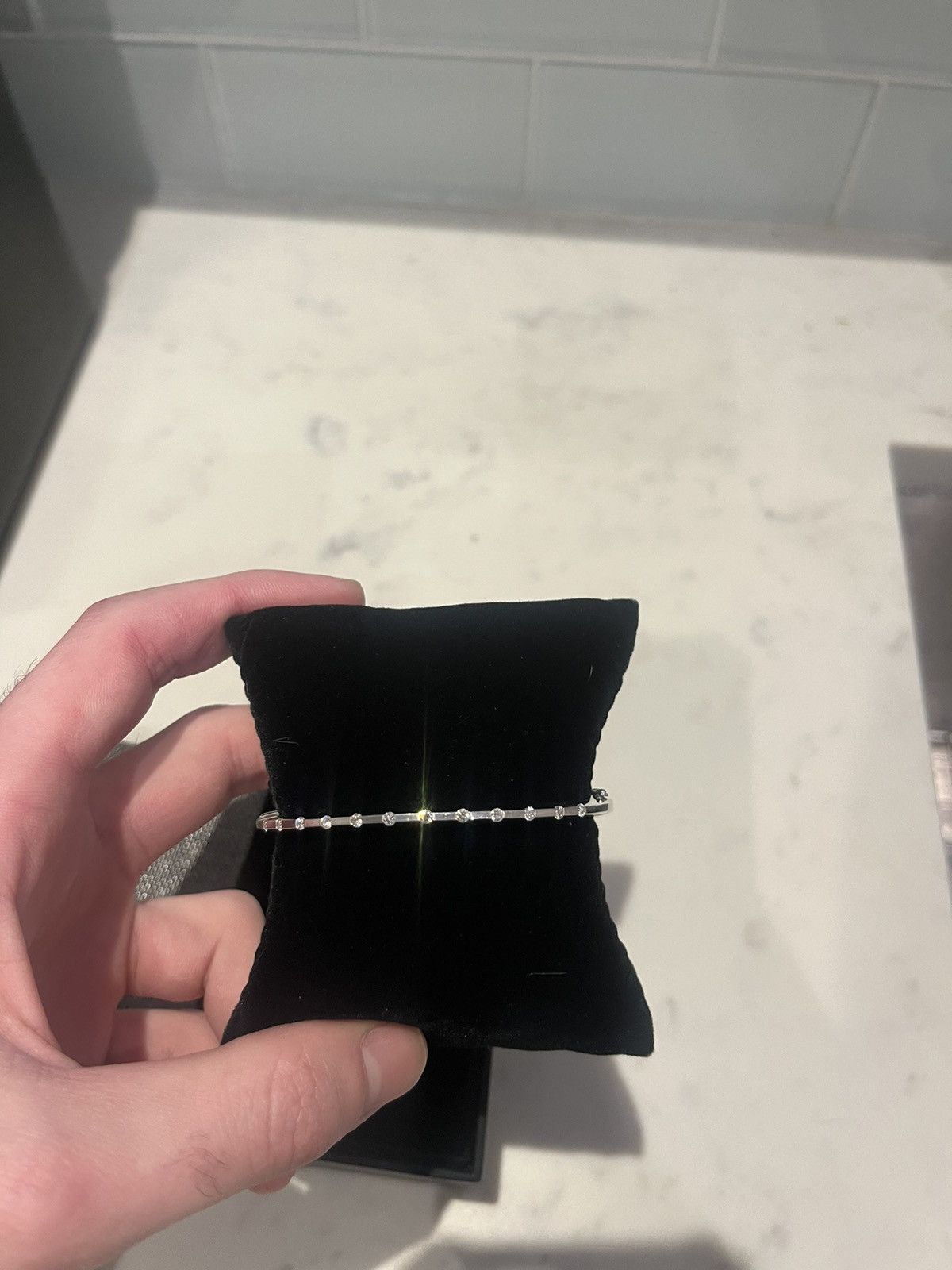 14k White Gold Diamond Bangle Bracelet