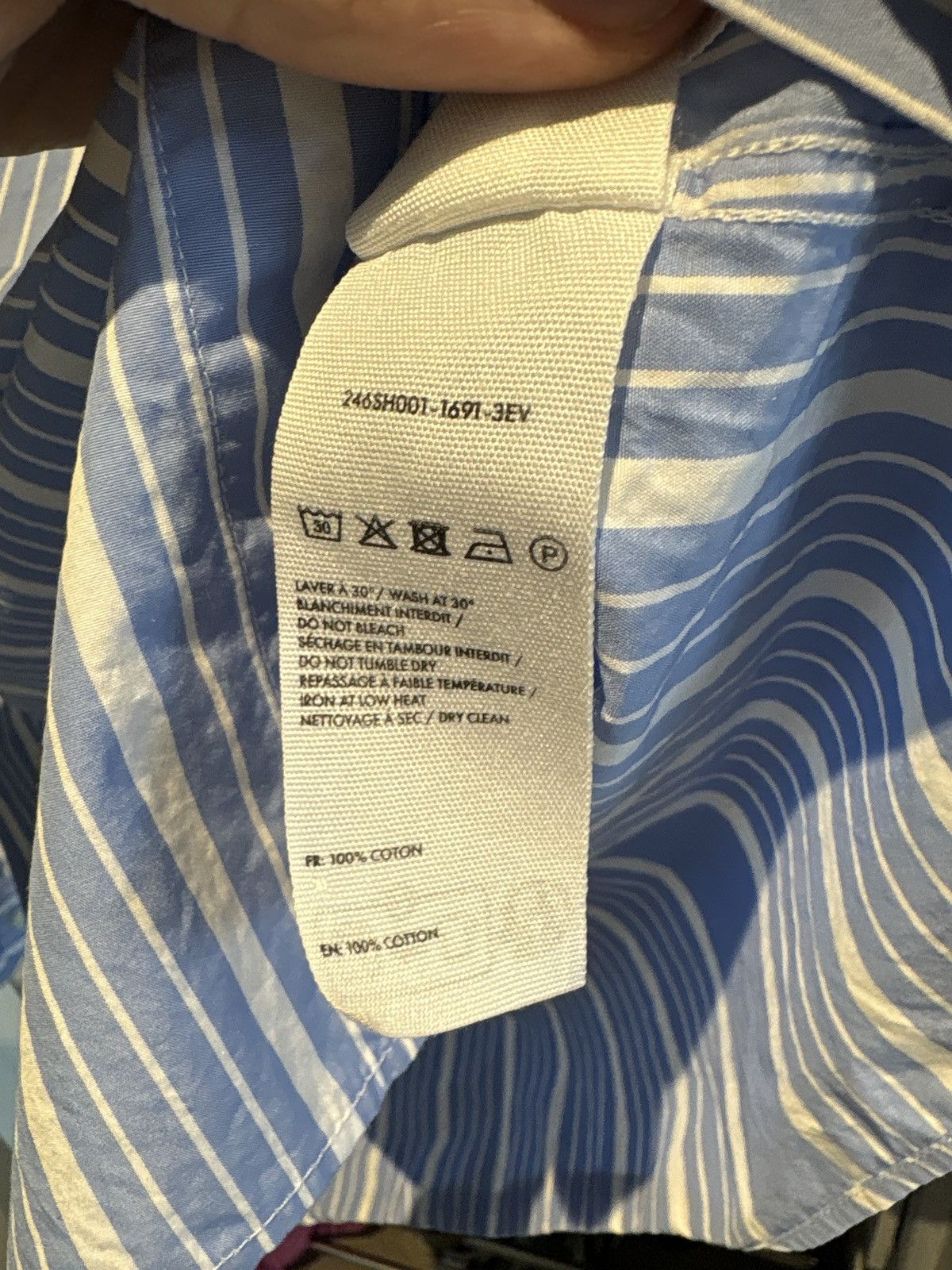 Jacquemus Jacquemus The Simon White & Blue Striped Shirt Size US S / EU 44-46 / 1 - 1 Thumbnail