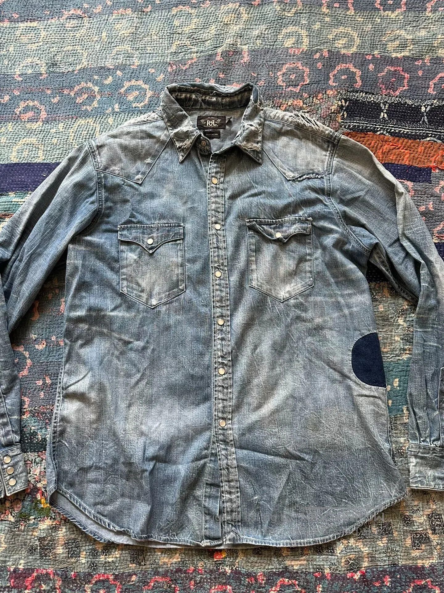 RRL Ralph Lauren vintage rrl western style patched shirt. Size US L / EU 52-54 / 3 - 1 Thumbnail