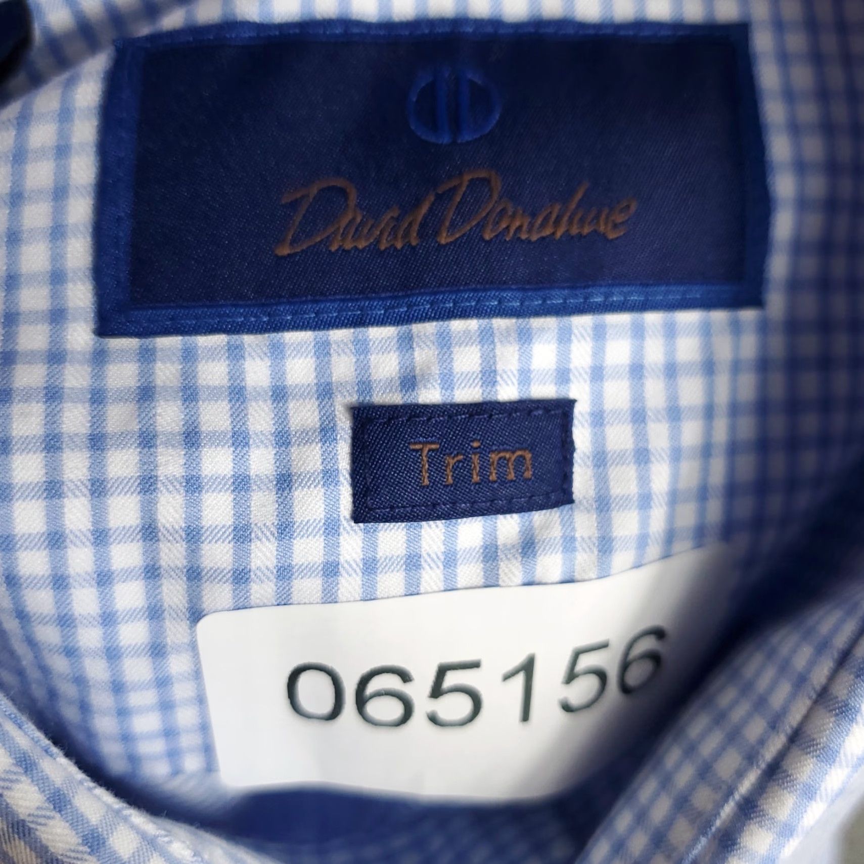 David Donahue David Donahue Shirt Mens 17 Blue Plaid Dress Button Up Long Sleeve 17 in Blue Size 46R - 7 Thumbnail