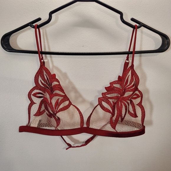 La Perla Marvel By La Perla Sheer Lace Floral Red Bralette - Size 36 Size ONE SIZE - 2 Thumbnail