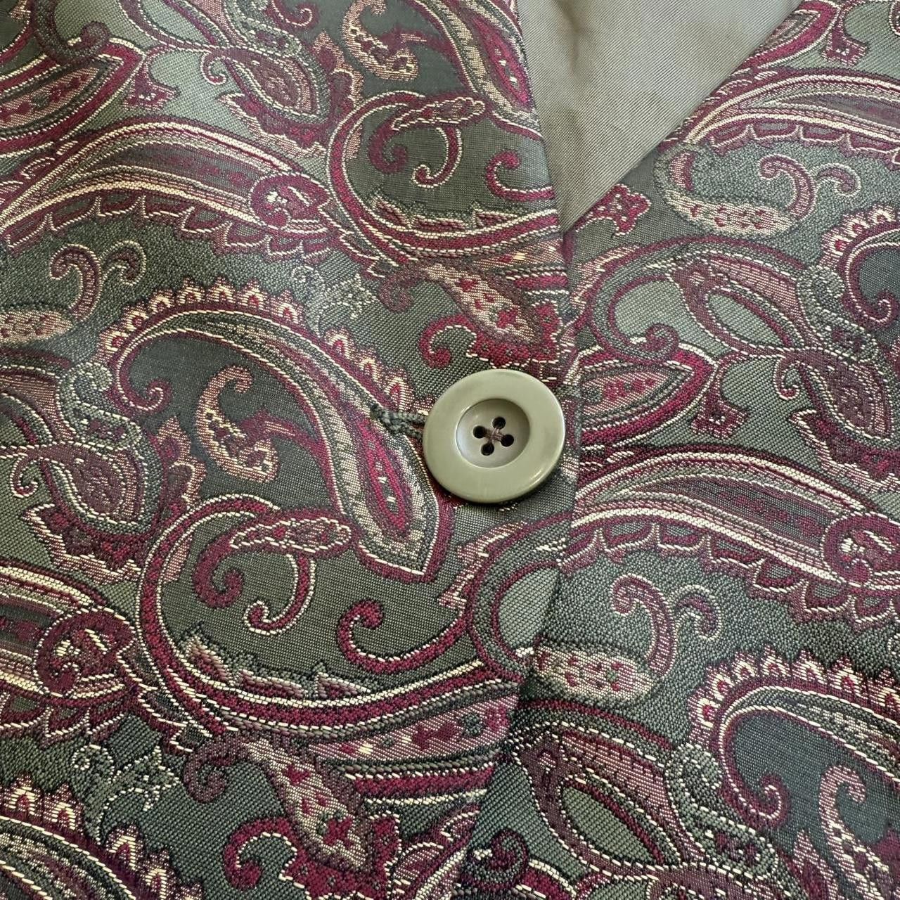 Designer Green Jacquard Paisley Vest Size L / US 10 / IT 46 - 4 Thumbnail