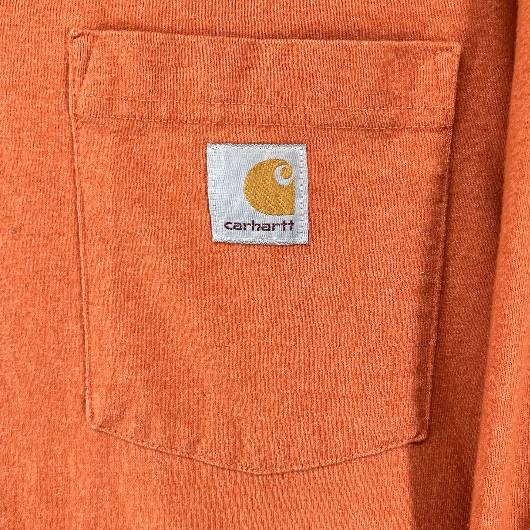 Carhartt Carhartt T-Shirt Mens XL Long Sleeve Crew Neck Orange - Cotton Polyester Heavyweight Relaxed Fit Solid Logo All Seasons Outdoor 2020s Size US XL / EU 56 / 4 - 5 Thumbnail