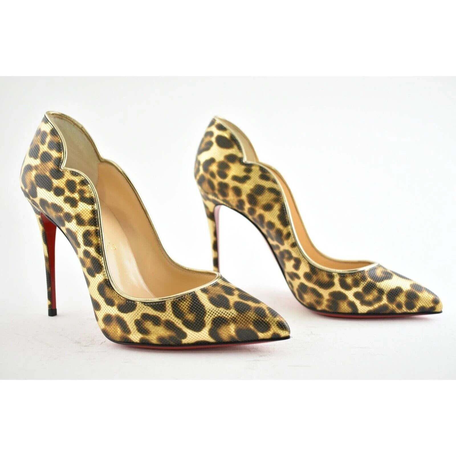 Christian Louboutin Hot Chick 100 Black Brown Gold Leopard Coins Heel Pump 37.5 Size US 7.5 / IT 37.5 - 4 Thumbnail