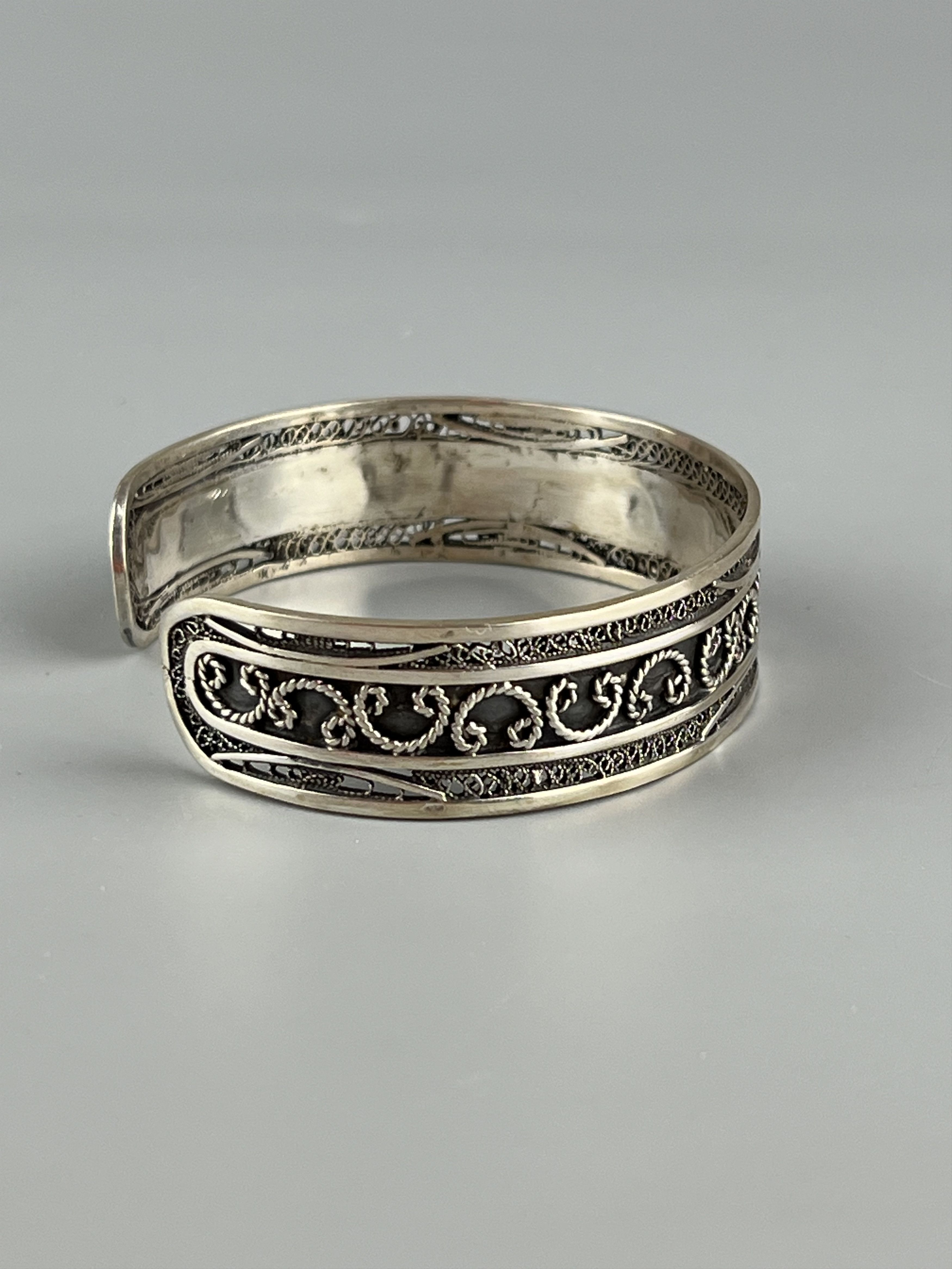 Vintage Rare Vtg Antique Sterling Silver Bangle Bracelet 33 Grams Size ONE SIZE - 2 Thumbnail