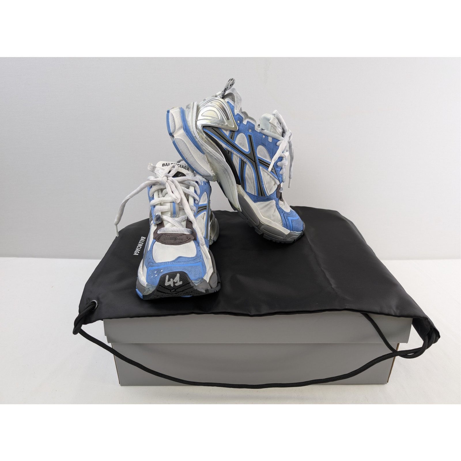 Balenciaga o1rshd1 Q:2 / Nylon Suede Mesh Runner Sneakers in Multicolor Size US 9 / EU 42 - 15 Thumbnail