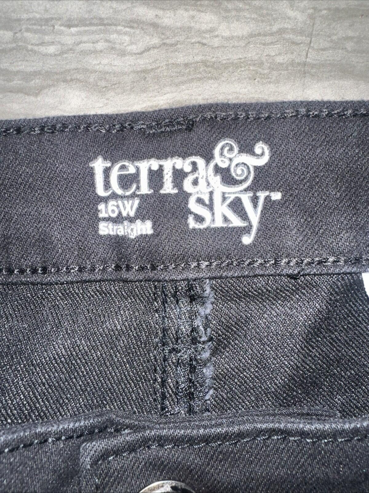 Other Terra & Sky Jeans Size 16W Black Denim Straight Leg Stretch Size 38" / US 16 / IT 52 - 2 Thumbnail