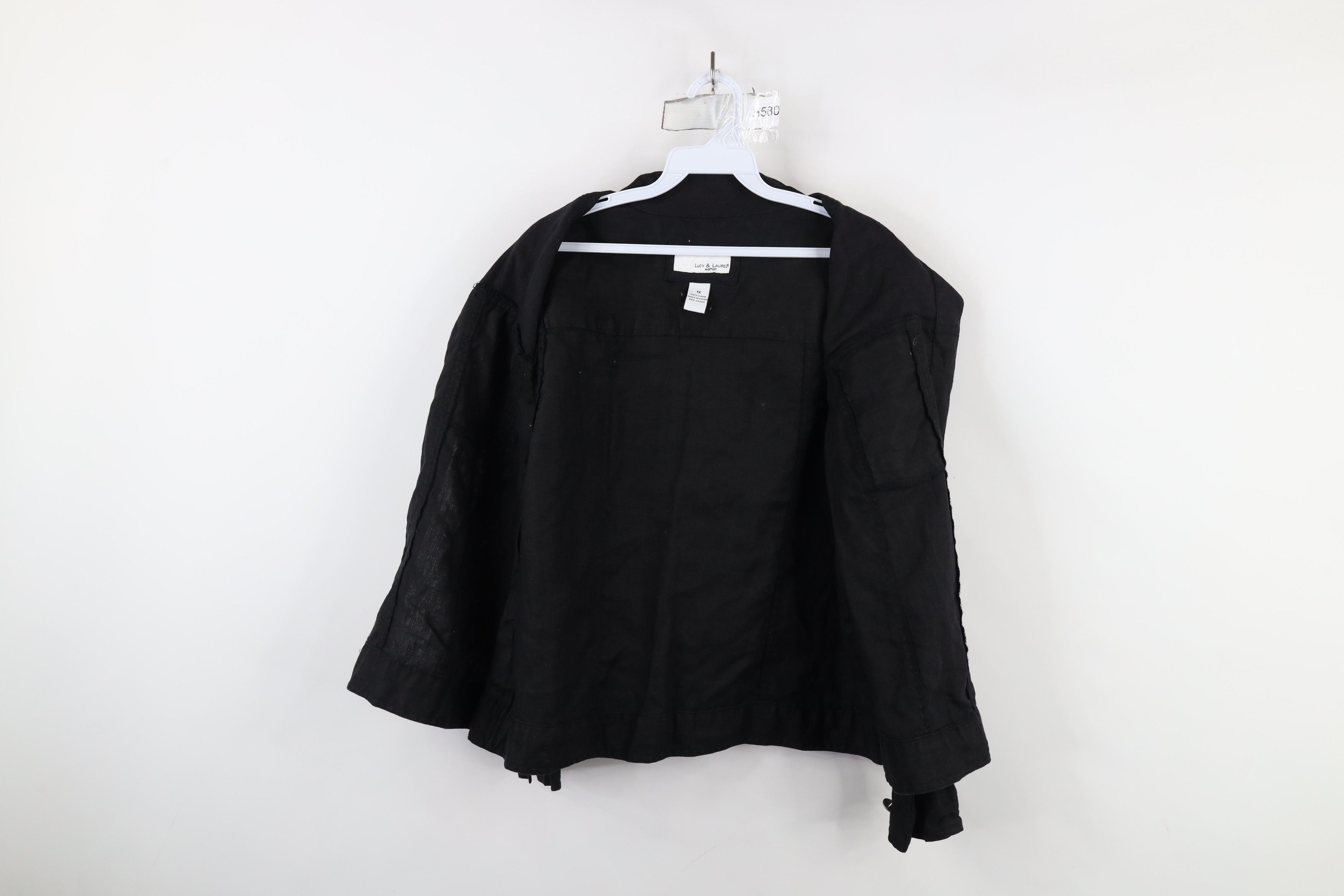 Vintage Lucy & Laurel Linen Full Button Trucker Jacket Black Size XL / US 12-14 / IT 48-50 - 10 Thumbnail