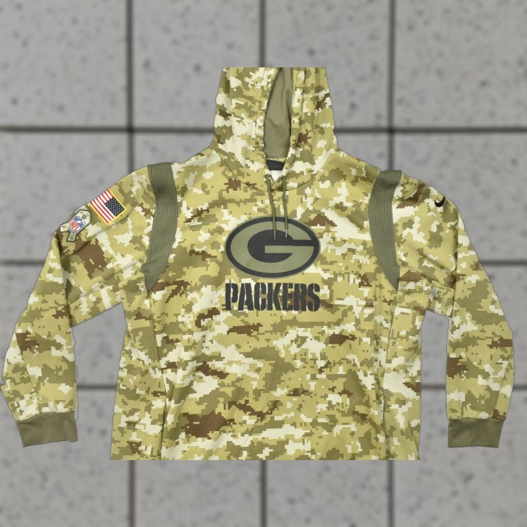 Nike Nike Green Bay Packers NFL Hoodie Sweatshirt Pullover Men 2XL Camouflage Dri-FIT Logo Salute To Service Green Fans Mens Size US XXL / EU 58 / 5 - 1 Thumbnail