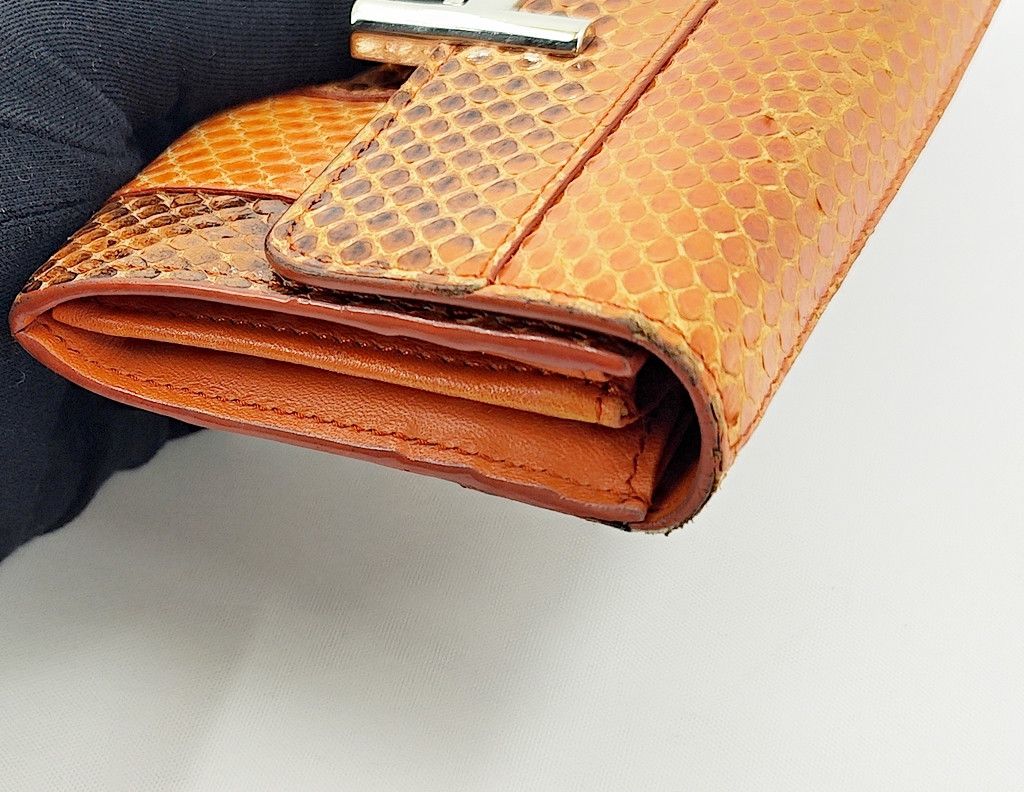 Tod's TODS snake skin orange button wallet Size ONE SIZE - 10 Thumbnail