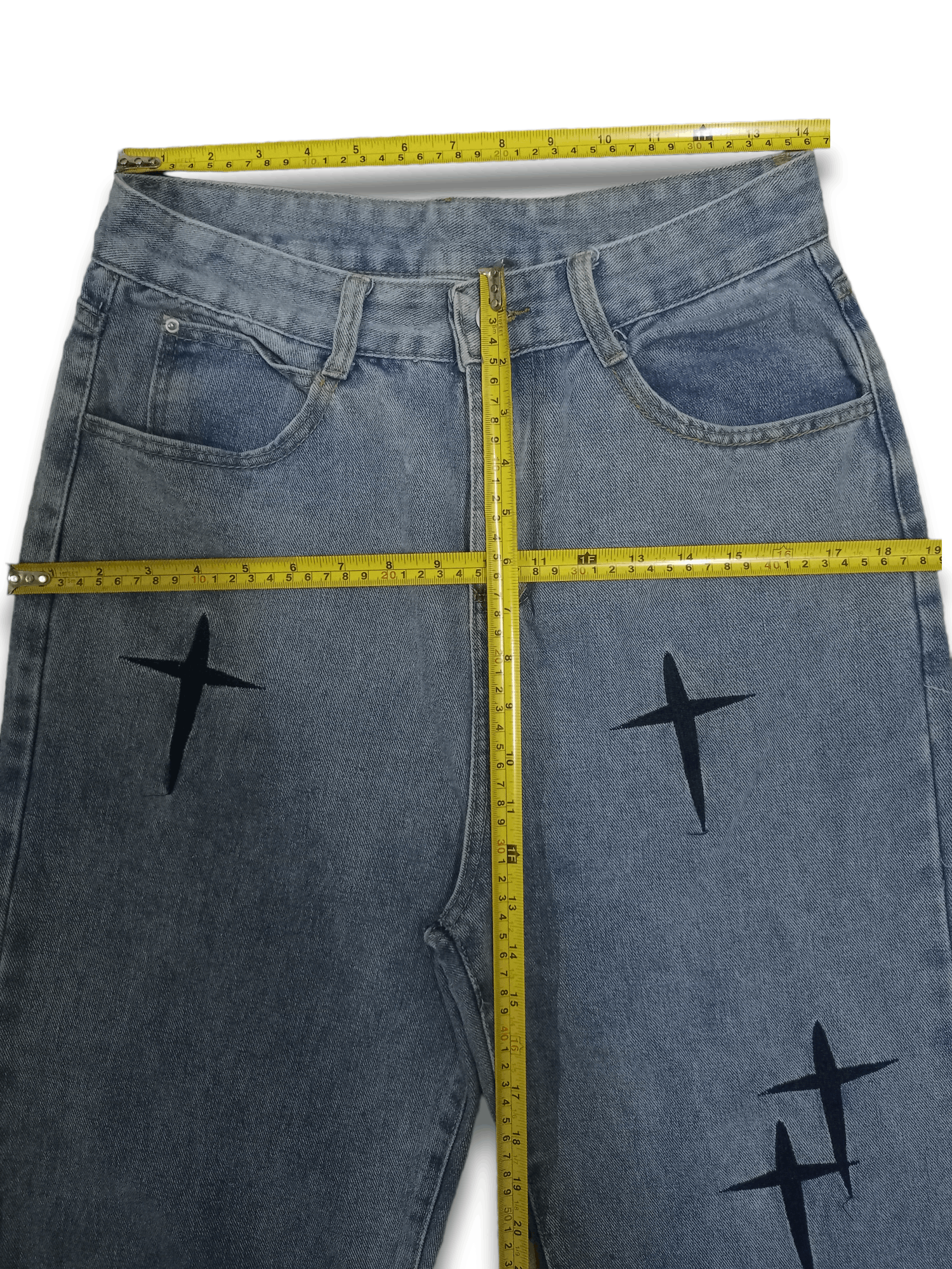 Japanese Brand Vintage Japanese Brand Cross Embroidered Baggy Jeans Size US 28 / EU 44 - 10 Thumbnail