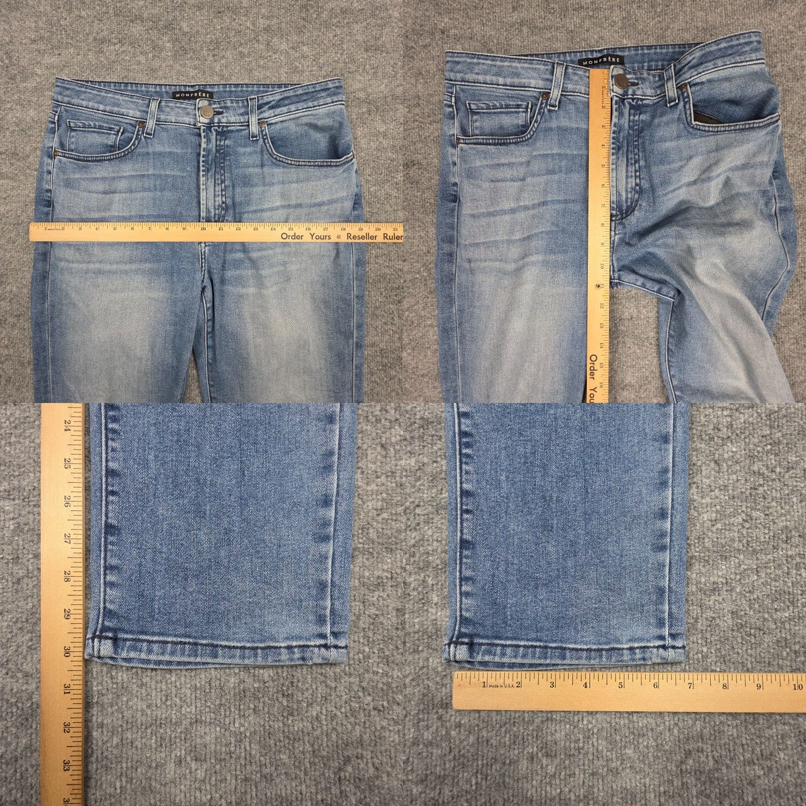 MONFRERE Monfrere Jeans Men 34 Sl im 32 x 30 Blue Florence Wash 1017 Deniro Stretch Jeans Mens Slim Mid 30 Inseam 5-Pocket Denim Zip Button Logo Shirt Size US 32 / EU 48 - 9 Thumbnail