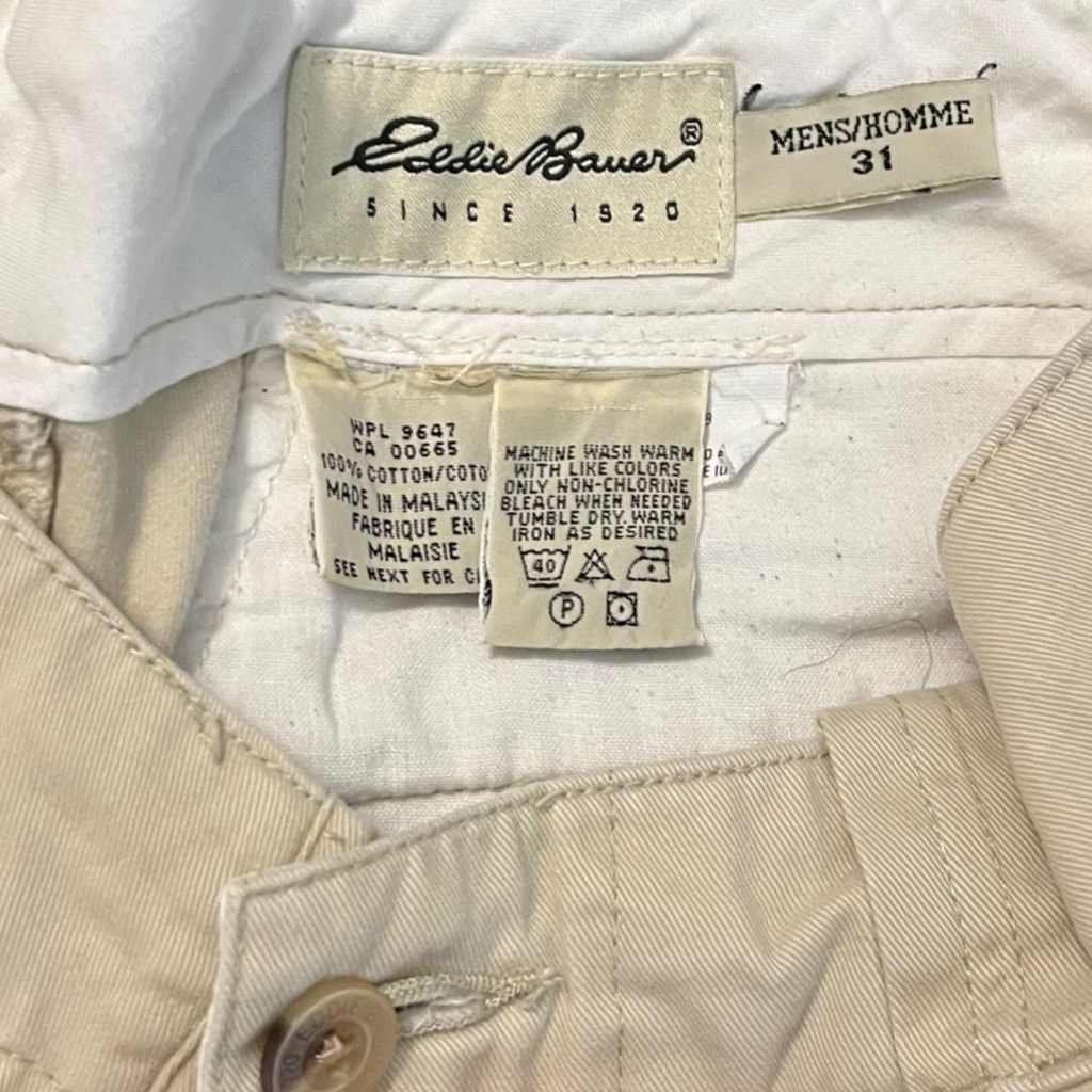 Eddie Bauer × Vintage Vtg 90s Eddie Bauer Khaki Chino Button Fly Shorts Sz 31 Size US 31 - 4 Thumbnail