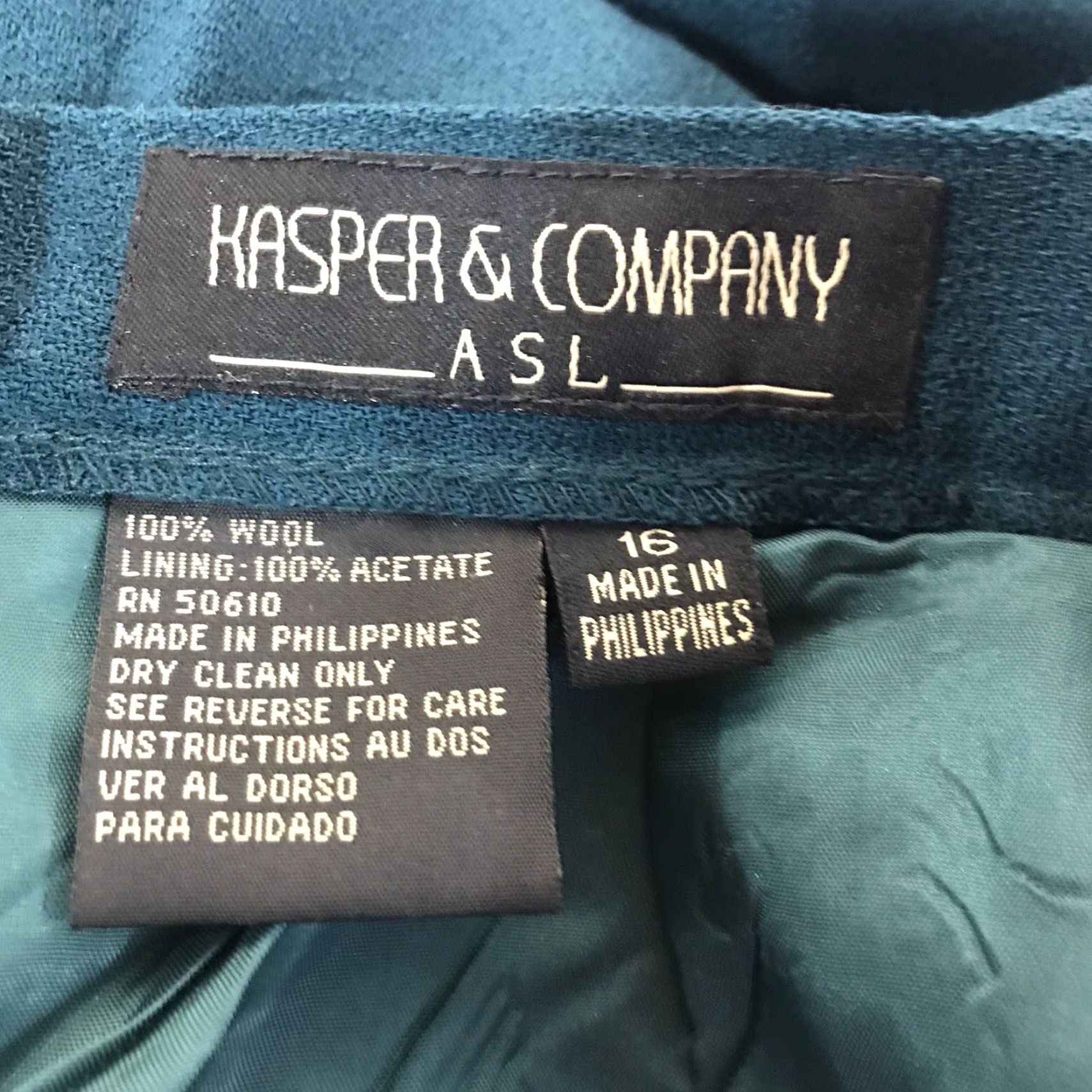 Kasper Kasper Pencil Skirt Wool Green Midi Womens Size 16 Button Zip Lined Slit 32in Waist 25in Length Size 38" / US 16 / IT 52 - 3 Thumbnail