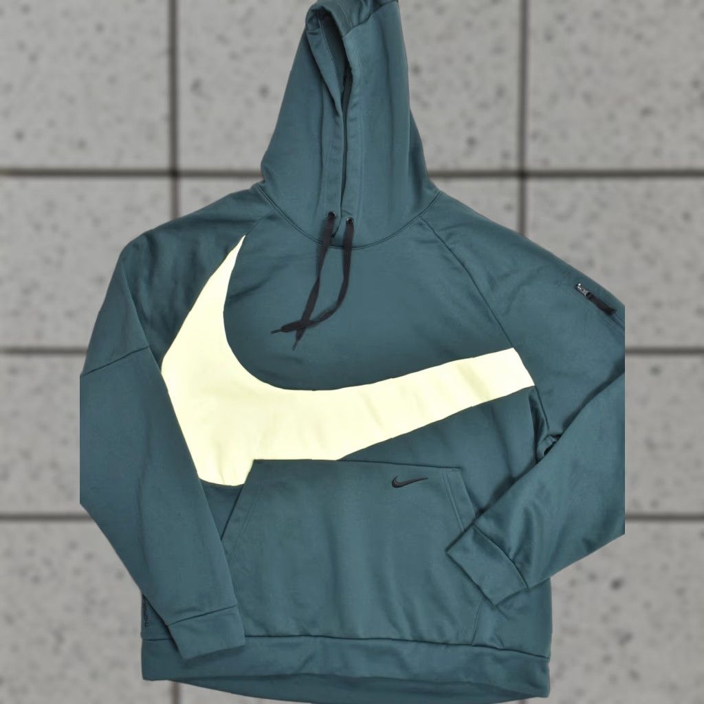 Nike VINTAGE Nike Therma-FIT Hoodie XXL Dark Green Big Swoosh Pullover Mens Training Sweatshirt Size US XXL / EU 58 / 5 - 1 Thumbnail