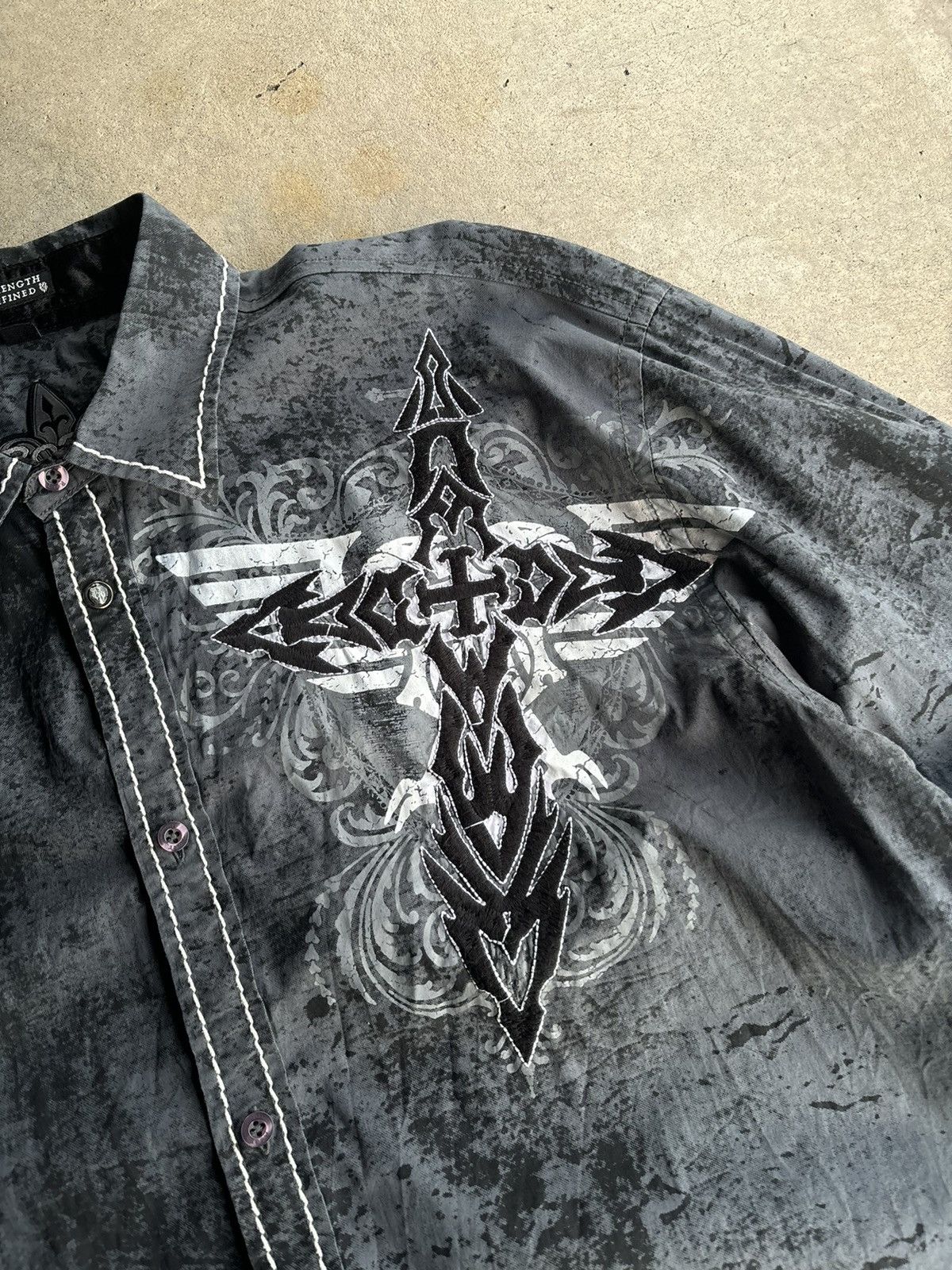 Roar Crazy Roar Grunge Y2K Embroidered Affliction Style Shirt Size US L / EU 52-54 / 3 - 3 Thumbnail