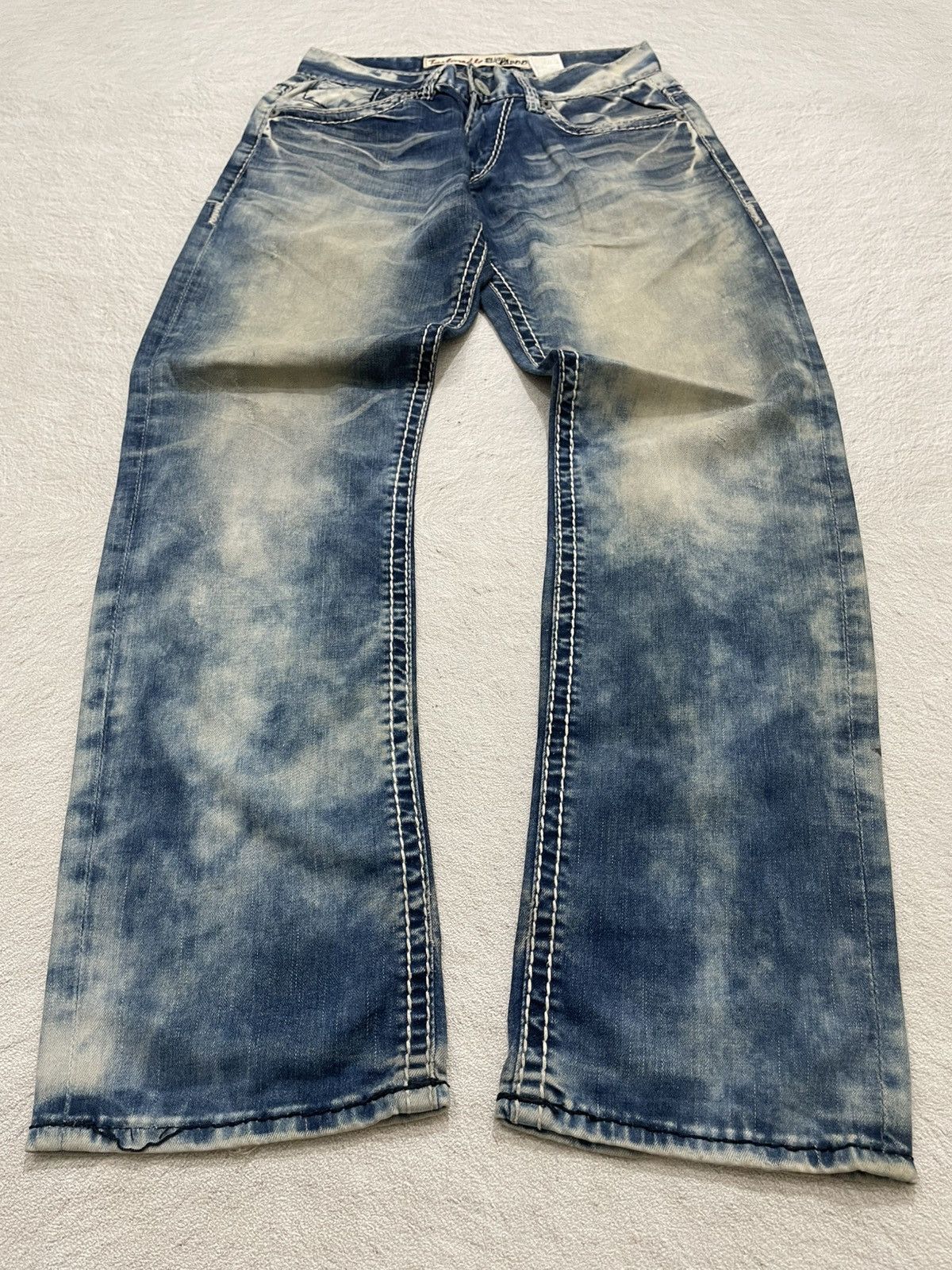 Japanese Brand 2000s Acid Washed Buckaro Light Blue Jeans Y2K Size US 29 - 1 Thumbnail