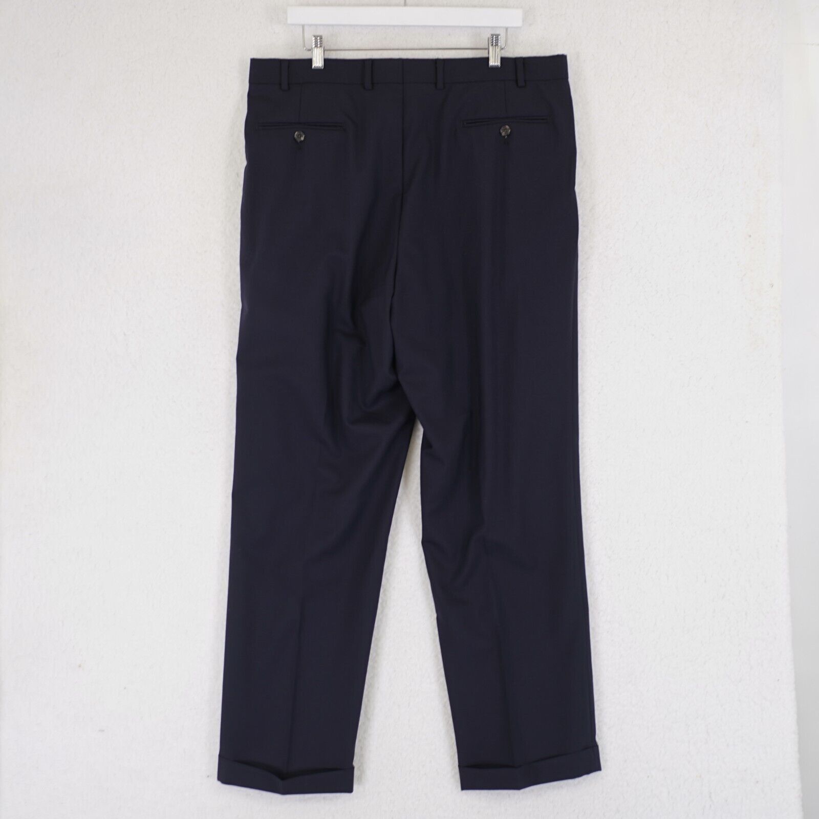 Lauren Ralph Lauren Lauren Ralph Lauren Wool Blue Pleated Cuffed Dress Pants 38/ Size 38L - 4 Thumbnail