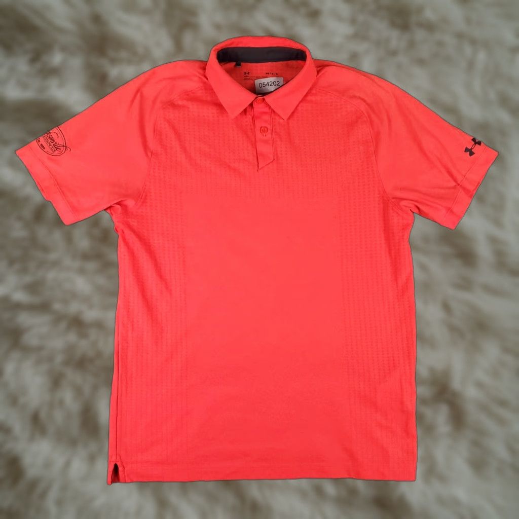 Under Armour Under Armour Polo Shirt Mens M Pink Solid Short Sleeve College/Preppy Logo Golf Casual Shirt Size US M / EU 48-50 / 2 - 1 Thumbnail