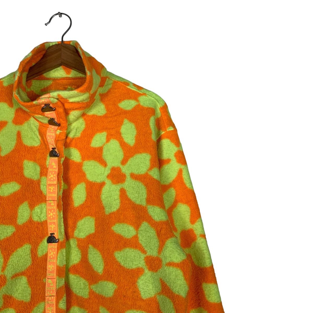 Phenix PHENIX Fullprint Orange Fleece Snap Button Jacket #0078-C5 Size M / US 6-8 / IT 42-44 - 6 Thumbnail
