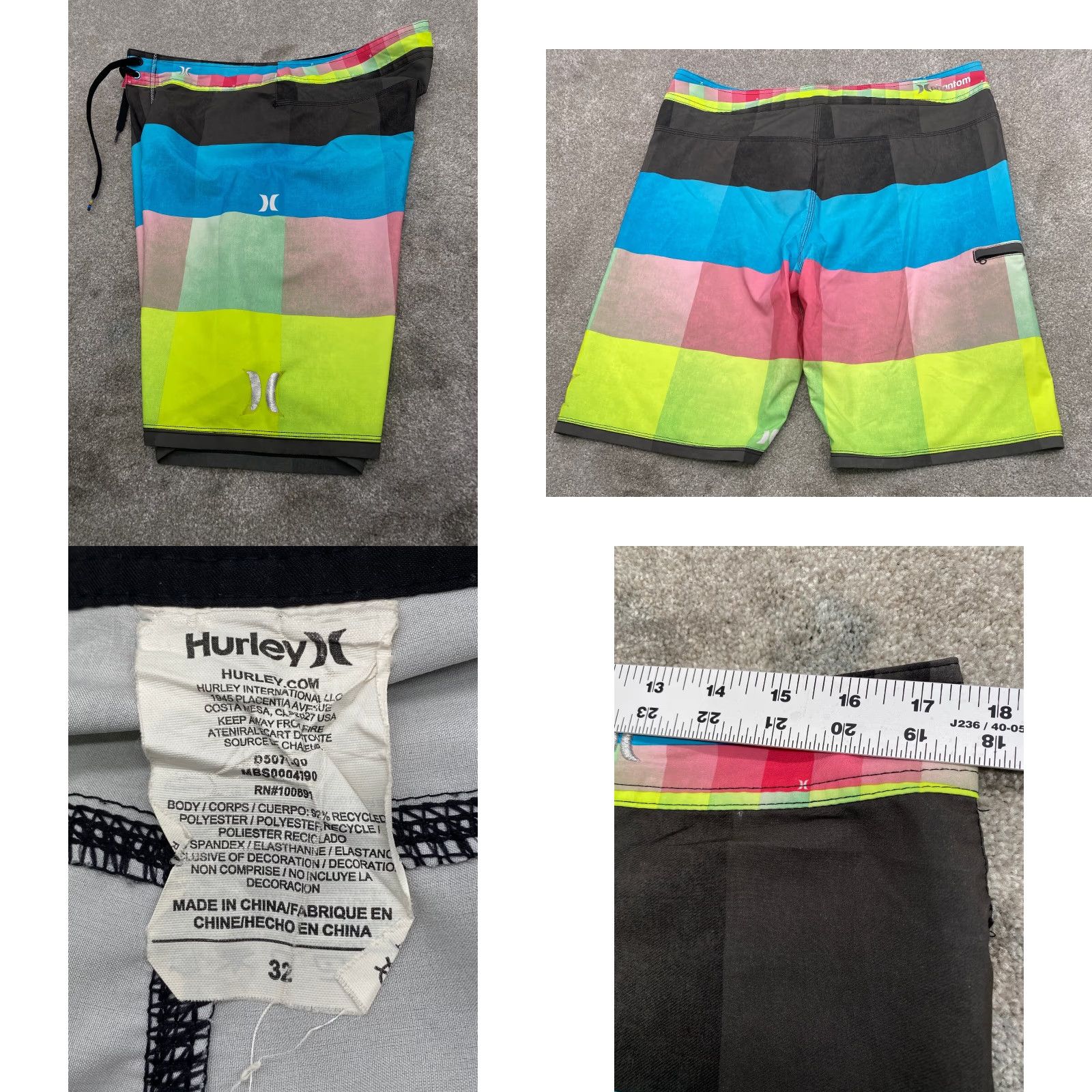 Hurley Hurley Phantom Board Shorts Men’s 32 Striped Swim Trunks Drawstring Pockets Multicolor Beach Colorful 90s Mens Size US 32 / EU 48 - 8 Thumbnail