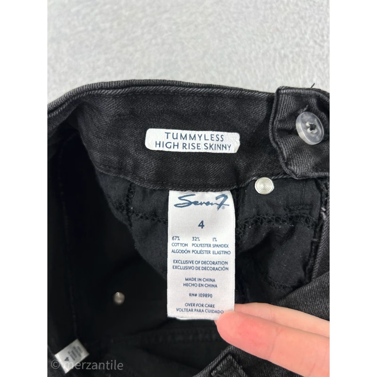 Vintage Seven7 Jeans Women's Black Denim Skinny 4 Cotton Blend Embellished Pockets Stretch Crop Size 27" / US 4 / IT 40 - 5 Thumbnail