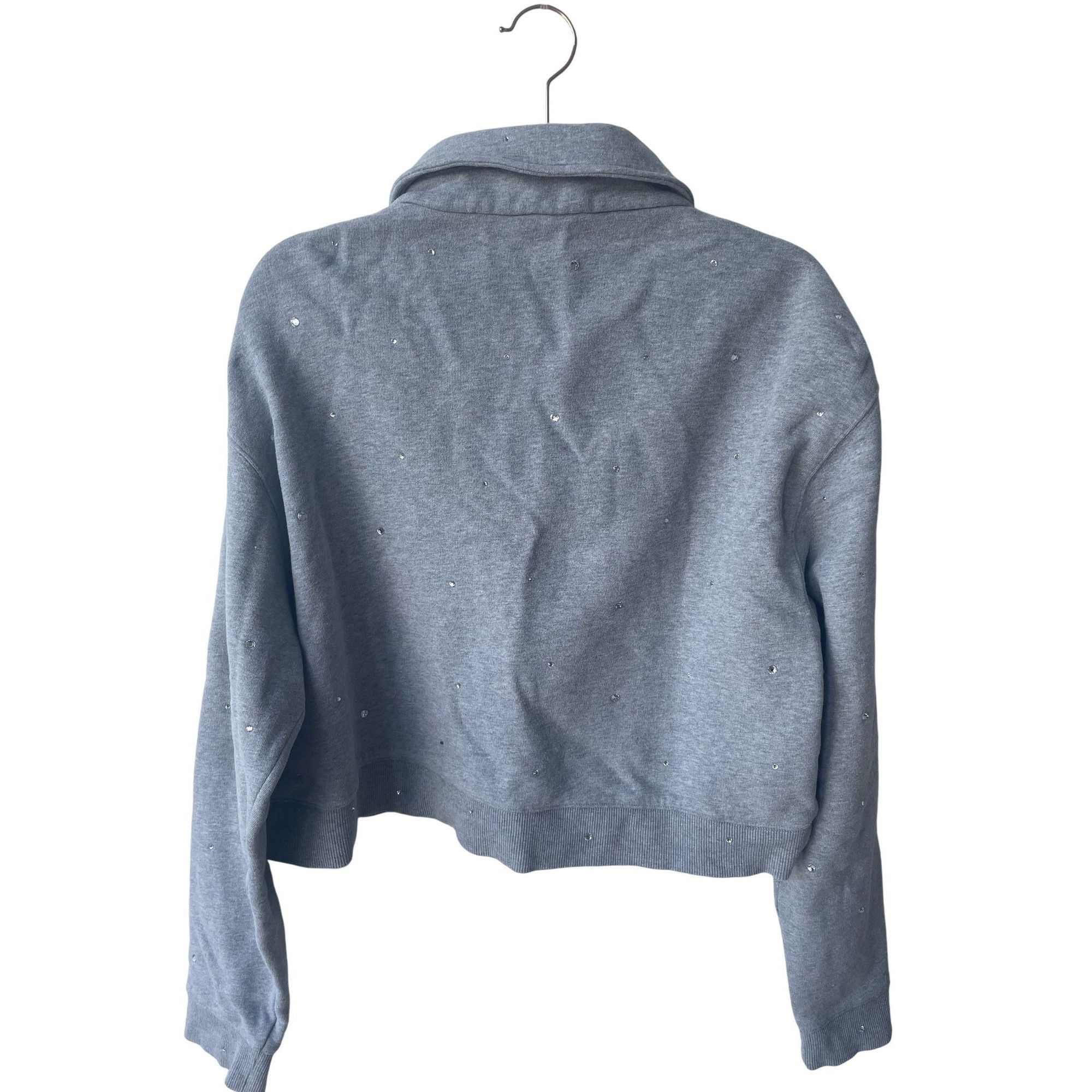 Miu Miu Miu Miu Gray Embellished Cropped Polo Sweatshirt W/ Button F Size M / US 6-8 / IT 42-44 - 2 Thumbnail