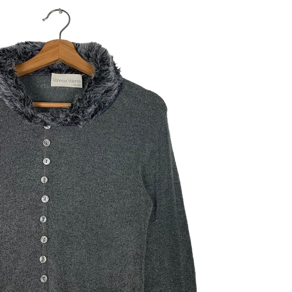 Vintage VANESSA VOLONTE Milano Fur Neck Button Shirt #0298-C13 Size S / US 4 / IT 40 - 6 Thumbnail