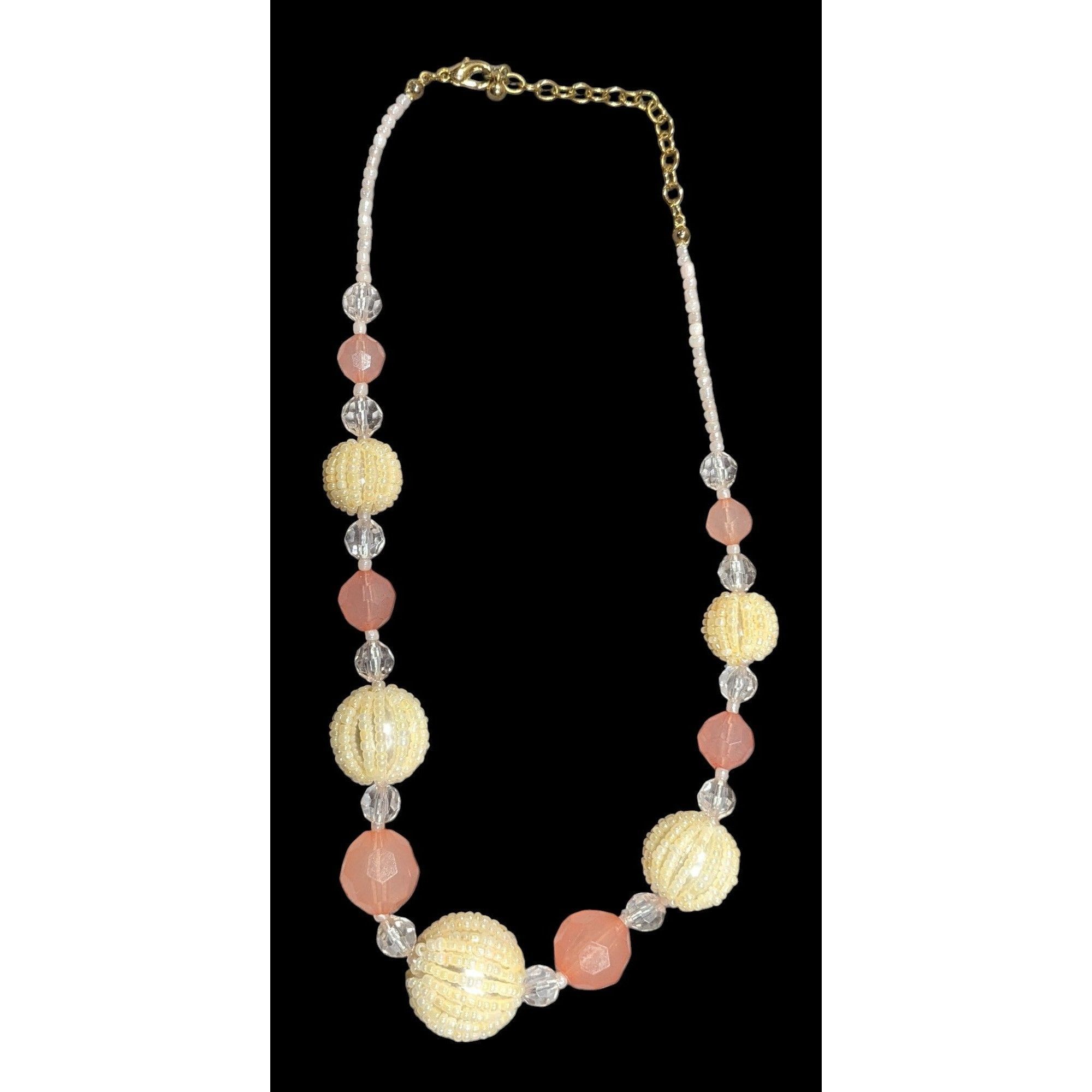 Other Vintage Coquette Retro Pink And Yellow Beaded Necklace Size ONE SIZE - 1 Thumbnail