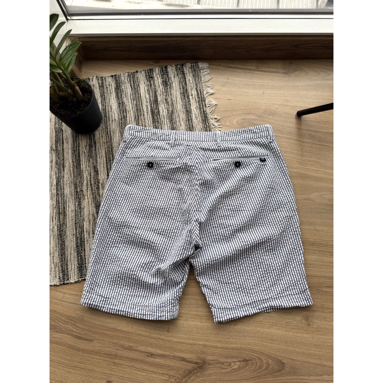Vintage Boggi Milano Stripped Luxury White/Blue Chino Shorts Size M 46 Men Size US 31 - 3 Thumbnail