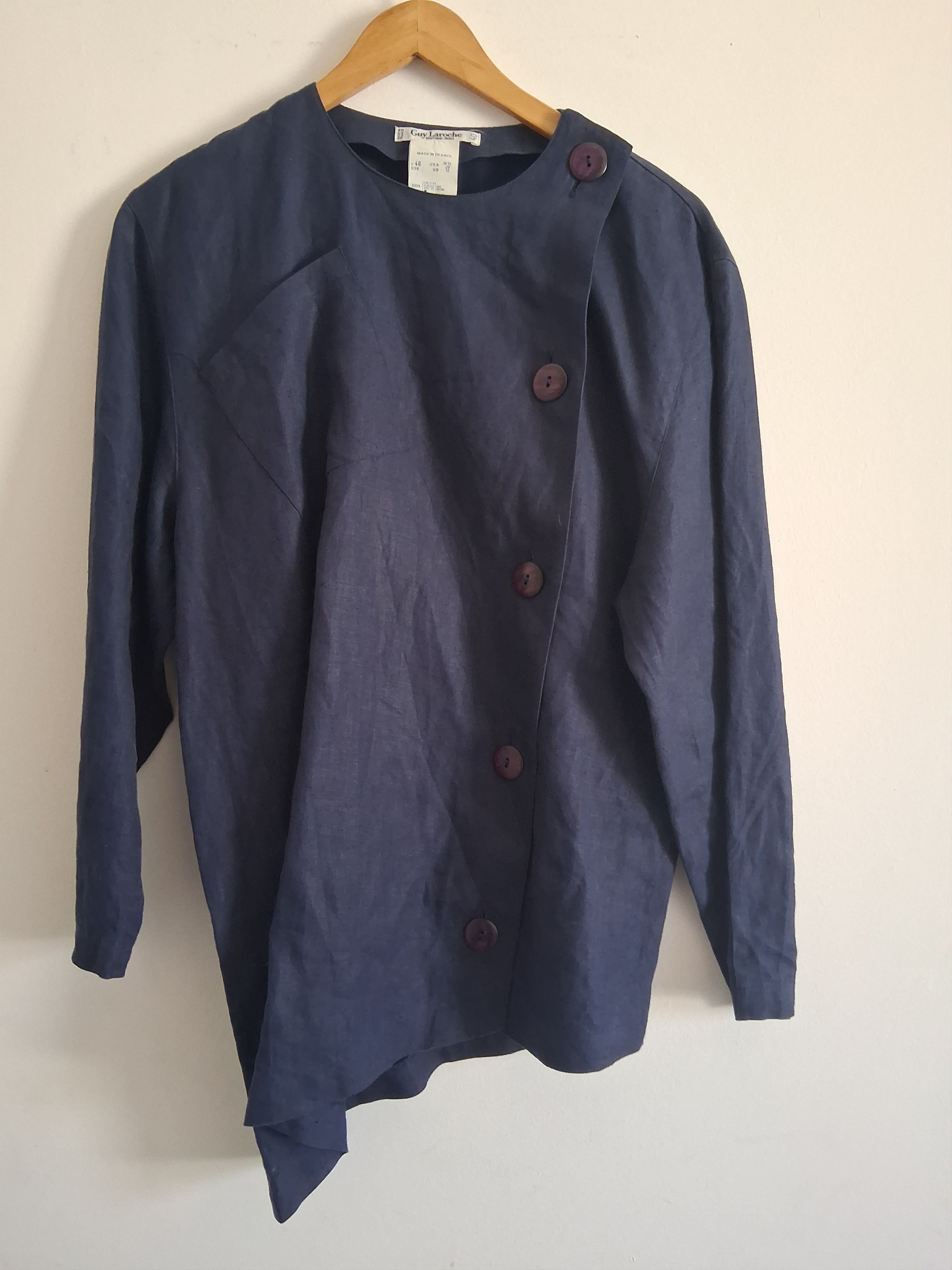 Guy Laroche Asymmetric blue linen blouse by Guy Laroche Size S / US 4 / IT 40 - 4 Thumbnail