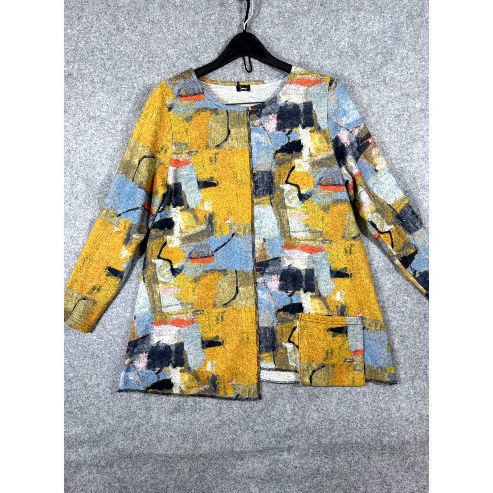 Vintage Shana Sweater Womens S Yellow Blue Abstract Print Knit Long Sleeve Pullover Relaxed Fit Casual 90s Womens Size S / US 4 / IT 40 - 3 Thumbnail