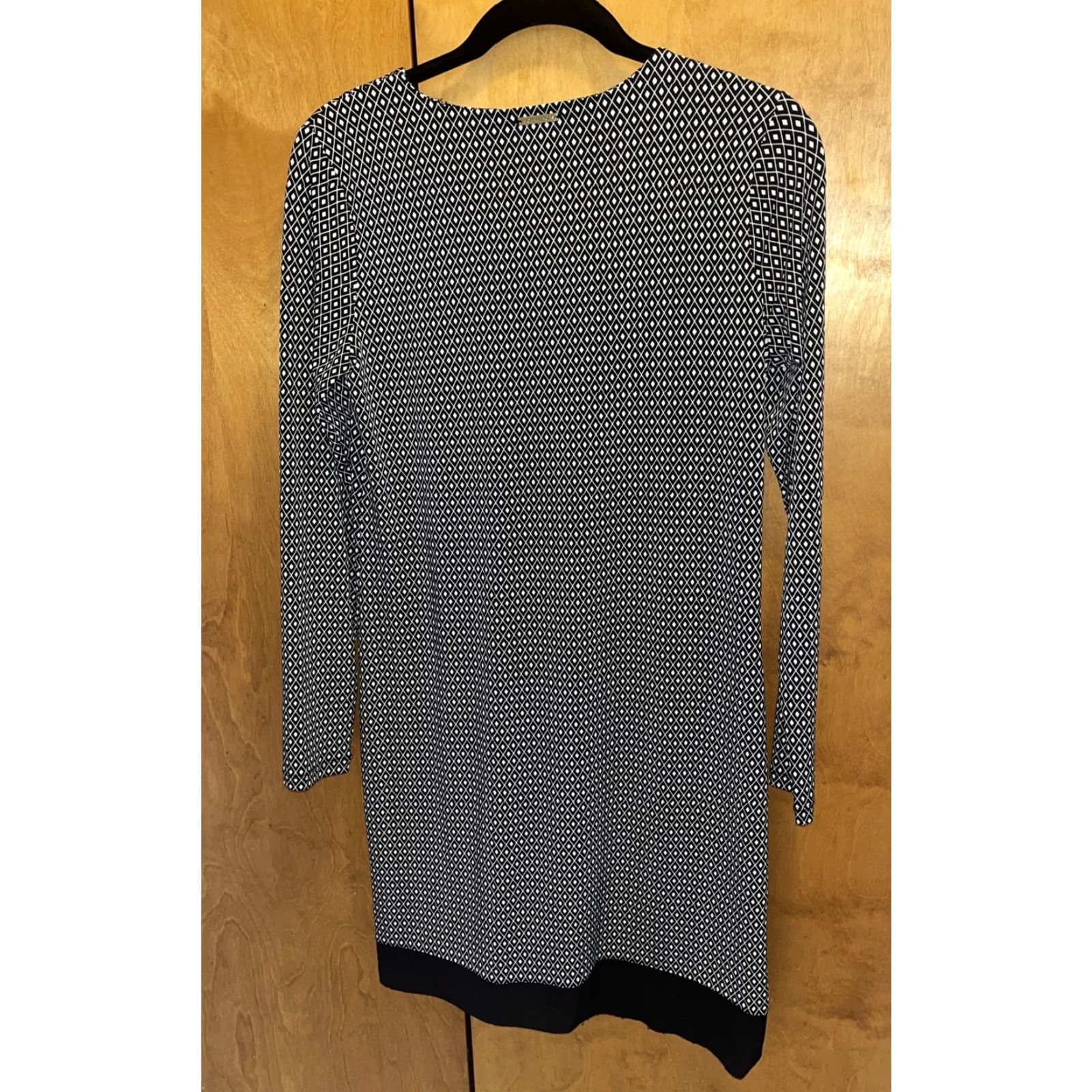 Michael Kors Michael Kors Womens XS Black White Diamond Sheath Black Stripe Long Sleeve Dress Size XS / US 0-2 / IT 36-38 - 5 Thumbnail