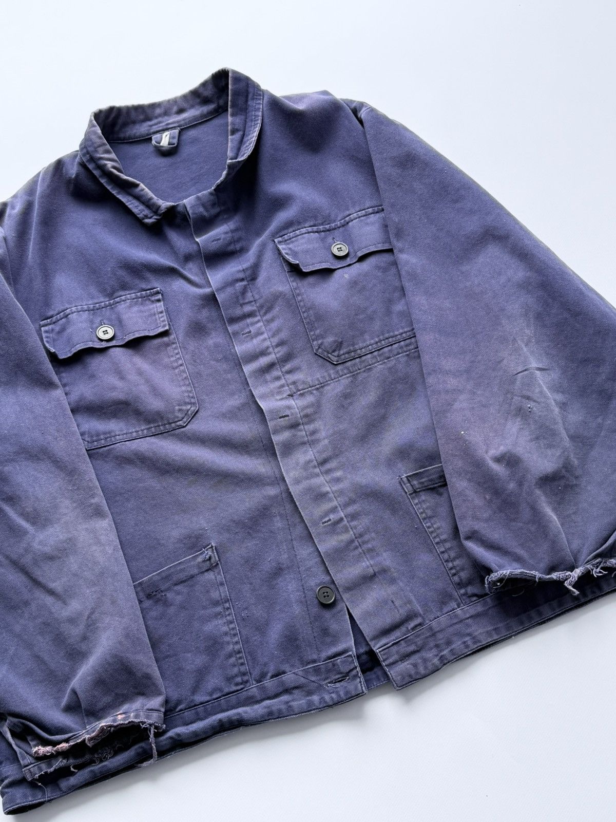 Le Laboureur Vintage 80s French Faded Trashed Snafor Chore Work Jacket Size US XL / EU 56 / 4 - 4 Thumbnail