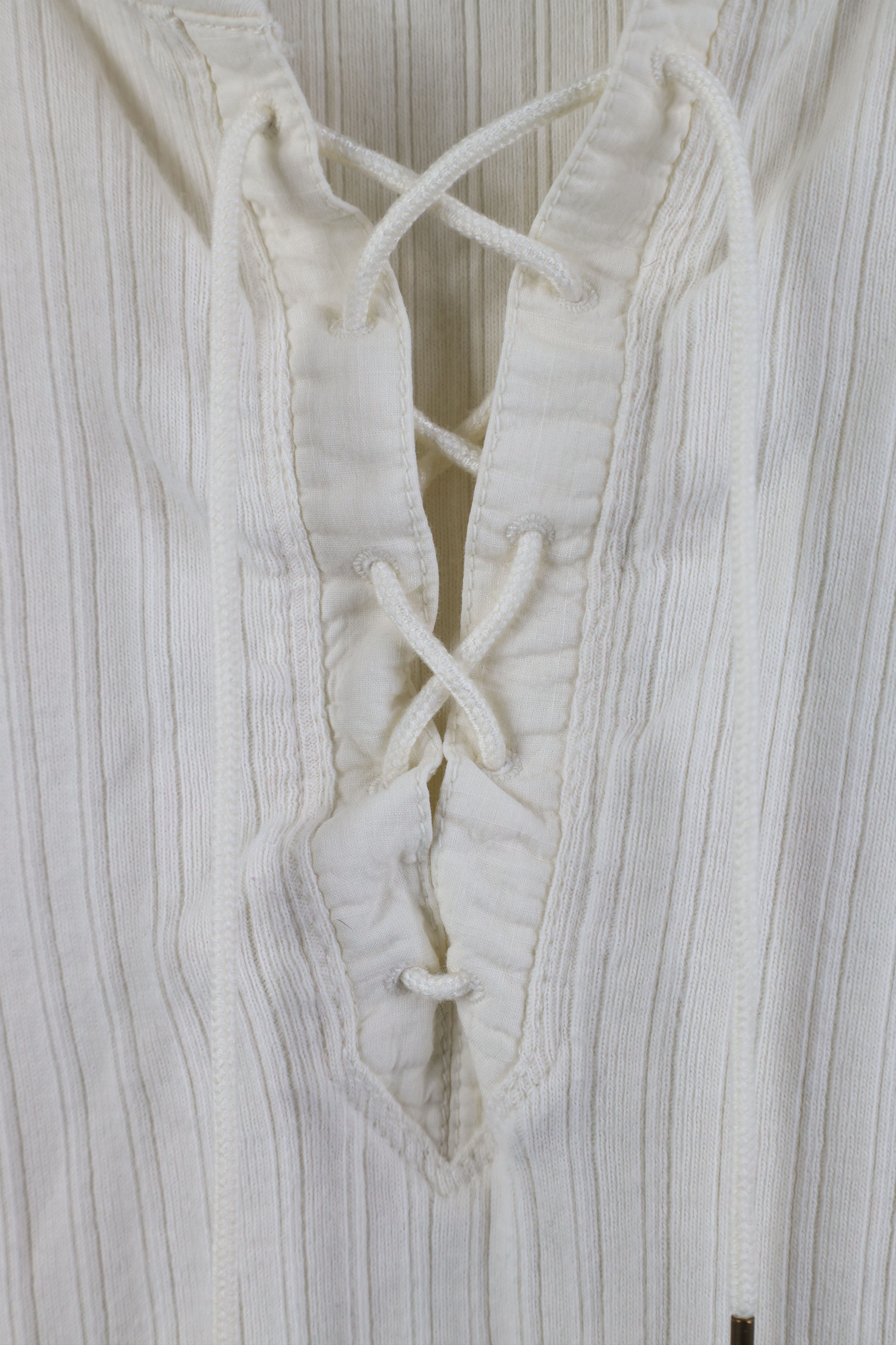 Polo Ralph Lauren Vintage 90s Y2K Ralph Lauren Ribbed Knit Tie Lace T-Shirt Size S / US 4 / IT 40 - 4 Thumbnail