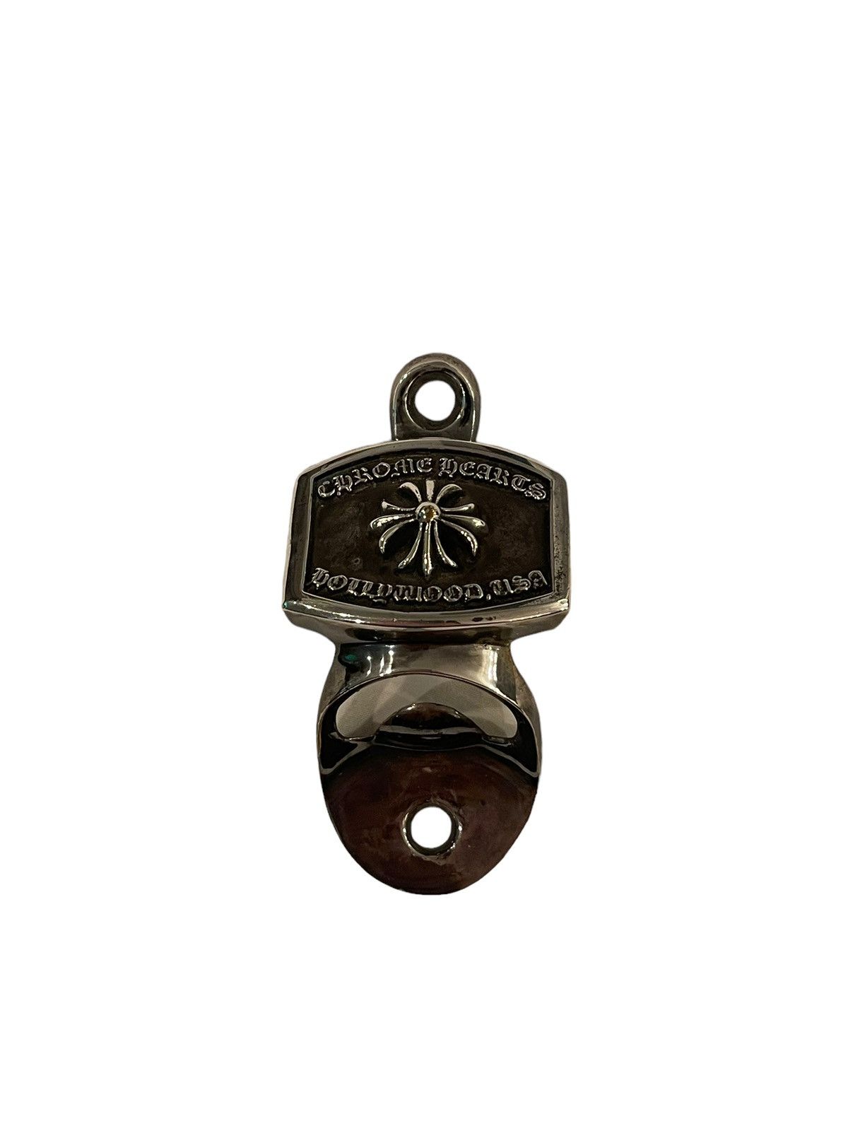 image of Chrome Hearts Mini Plus Motif Wall Mounted Sterling Silver Bottle Opener, Men's