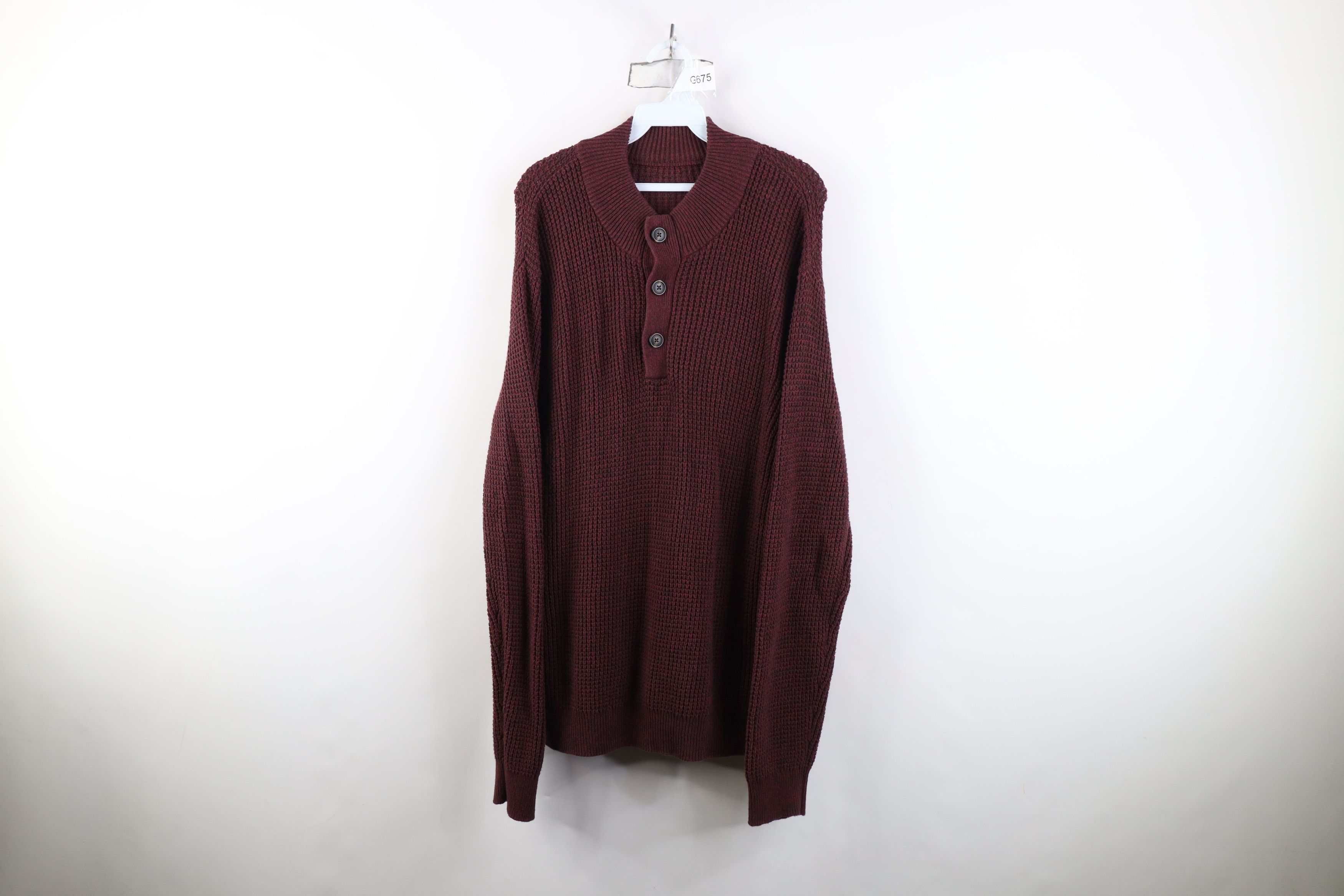 Vintage Vintage 90s Streetwear Thermal Ribbed Knit Henley Sweater Size US XL / EU 56 / 4 - 1 Thumbnail