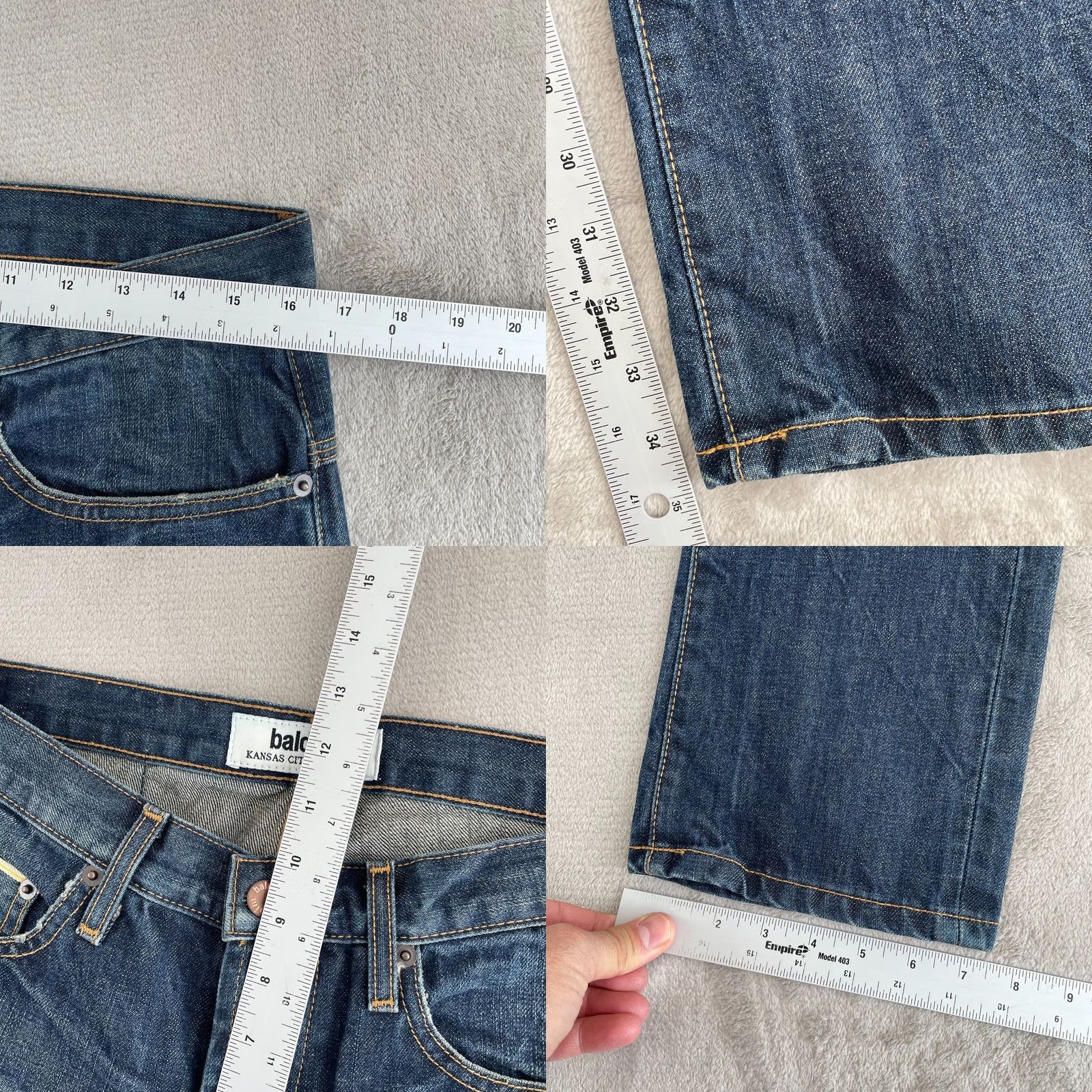YOKE BALDWIN Jeans The 77 The Drop Yoke Straight Jeans Men 32x35 Blue Regular Modern 5-Pocket Design Vintage No N/A Size US 31 - 8 Thumbnail