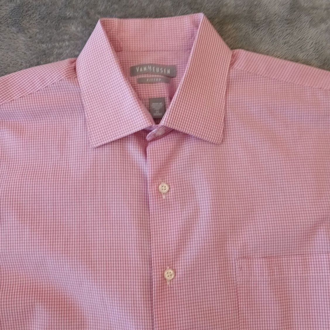 Van Heusen Van Heusen Shirt Mens 16 Pink Plaid Long Sleeve Button Up Cotton Blend Dress Shirt Mens Cardi? Size US L / EU 52-54 / 3 - 3 Thumbnail