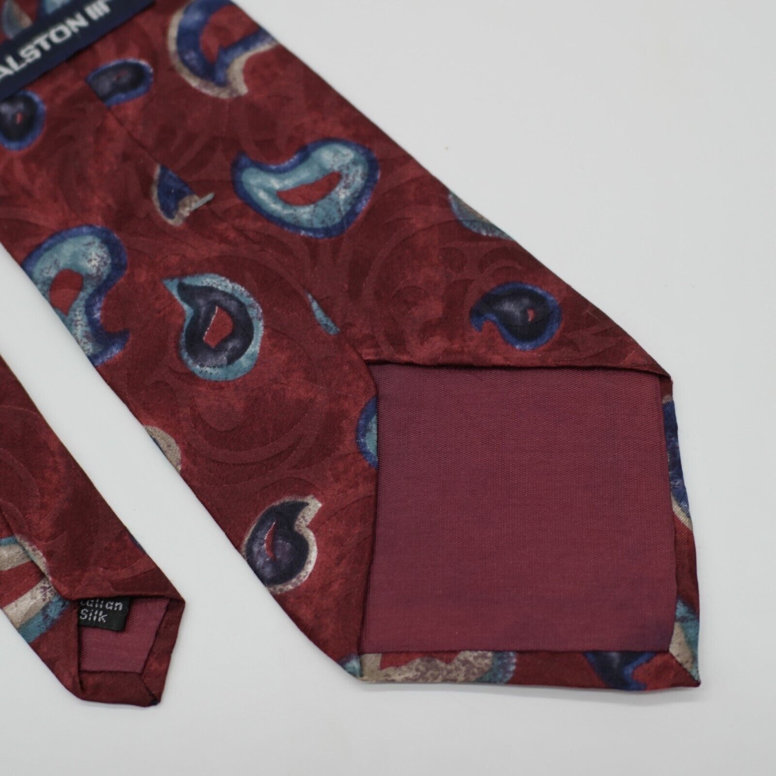 Halston III Halston 3 Abstract Red Paisley Print Wide Silk Tie Size ONE SIZE - 5 Thumbnail