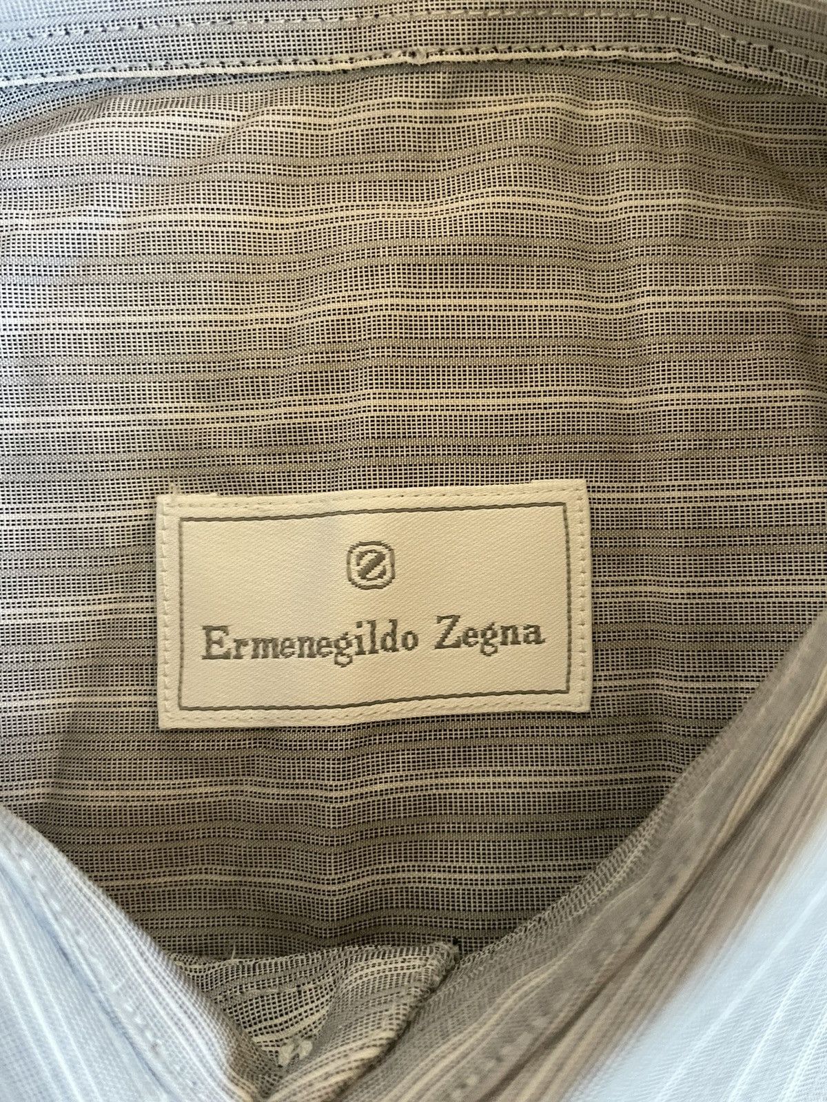 Ermenegildo Zegna × Vintage Spread Collar Subtle Stripe Print Dress Shirt Size US M / EU 48-50 / 2 - 4 Thumbnail