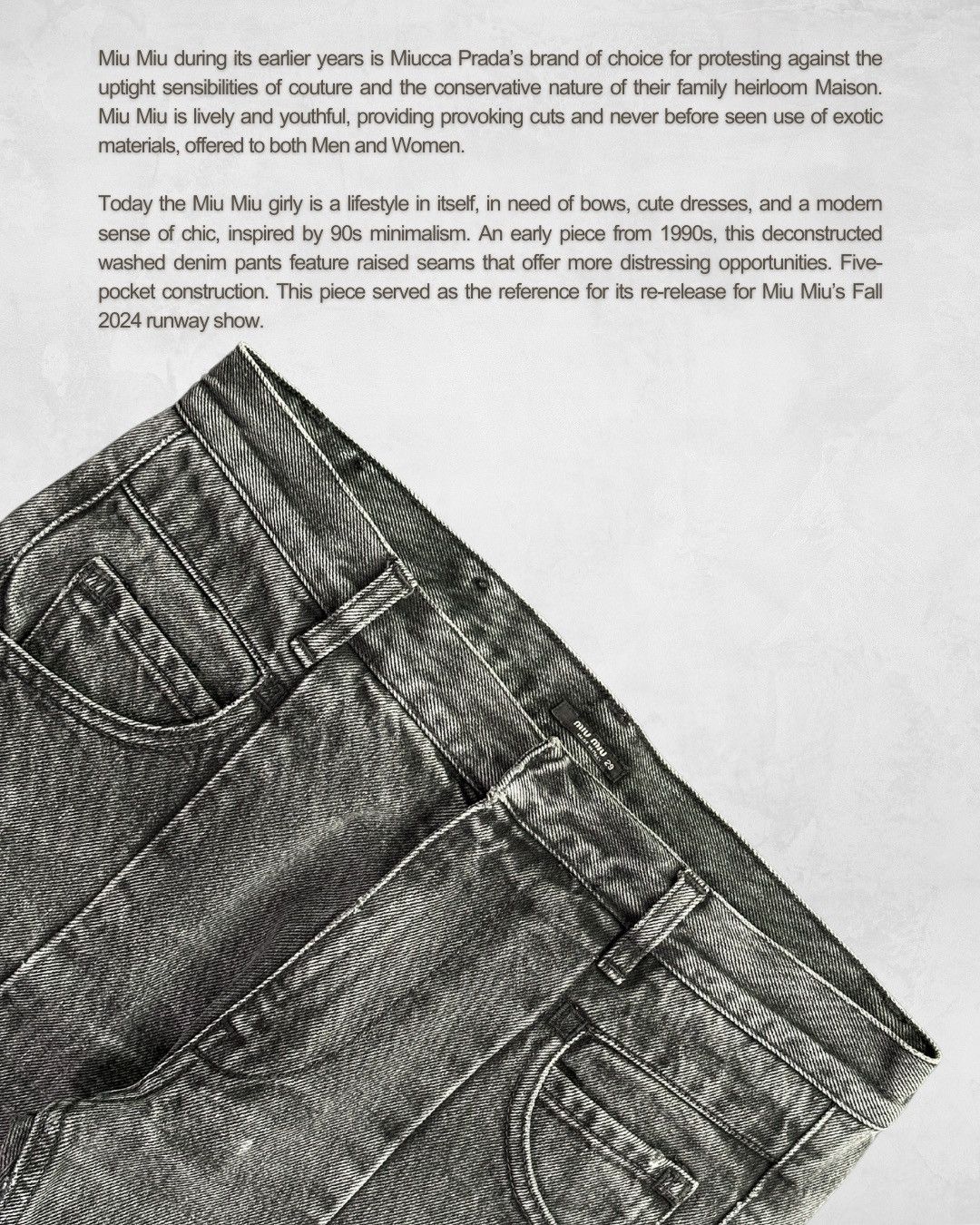 Miu Miu × Prada 1990s Deconstructed Dark Wash Denim Pants Size US 31 - 2 Thumbnail