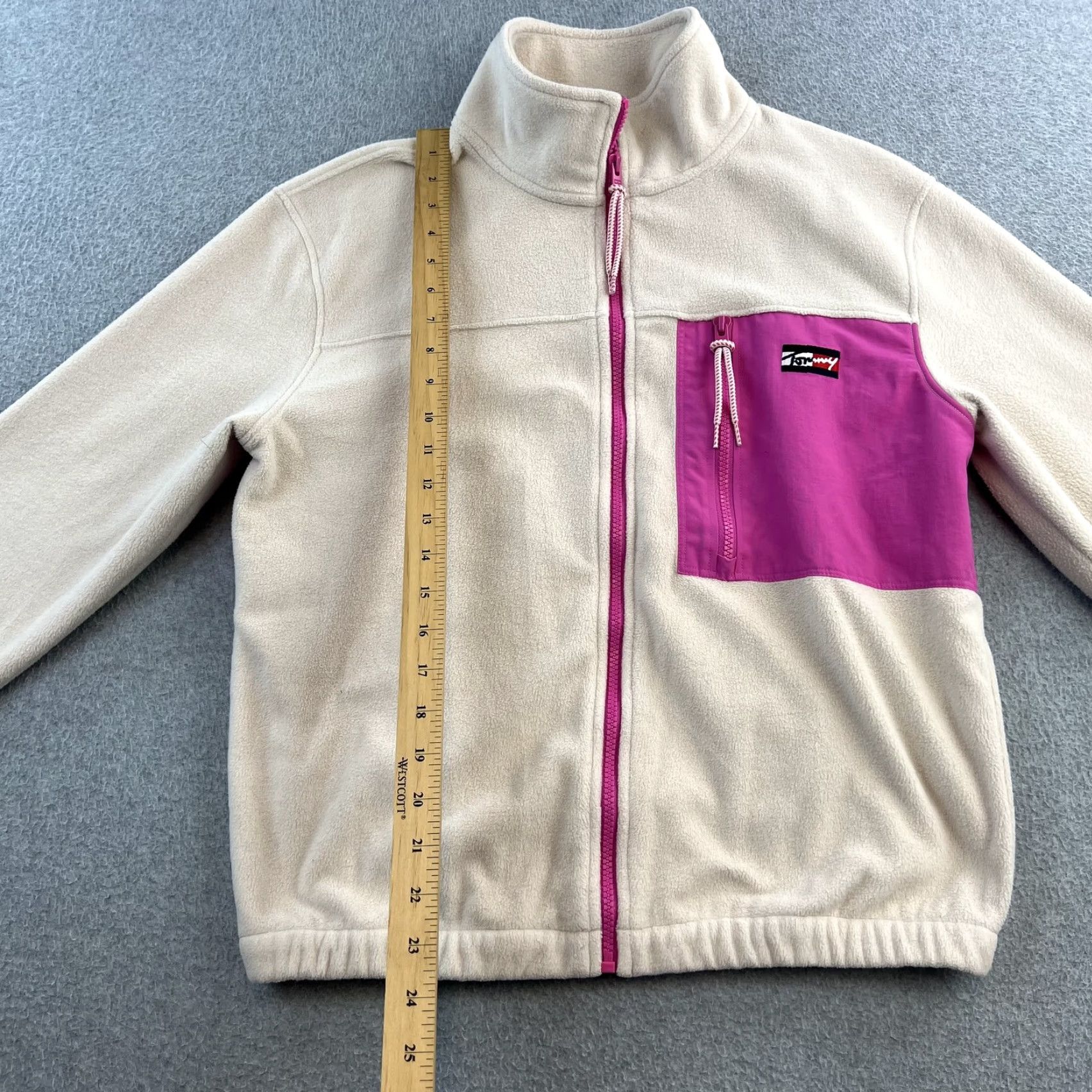 Tommy Hilfiger Tommy Jeans Fleece Jacket Womens XS Beige Pink Full Zip Retro Outdoor Pullover Size XS / US 0-2 / IT 36-38 - 3 Thumbnail