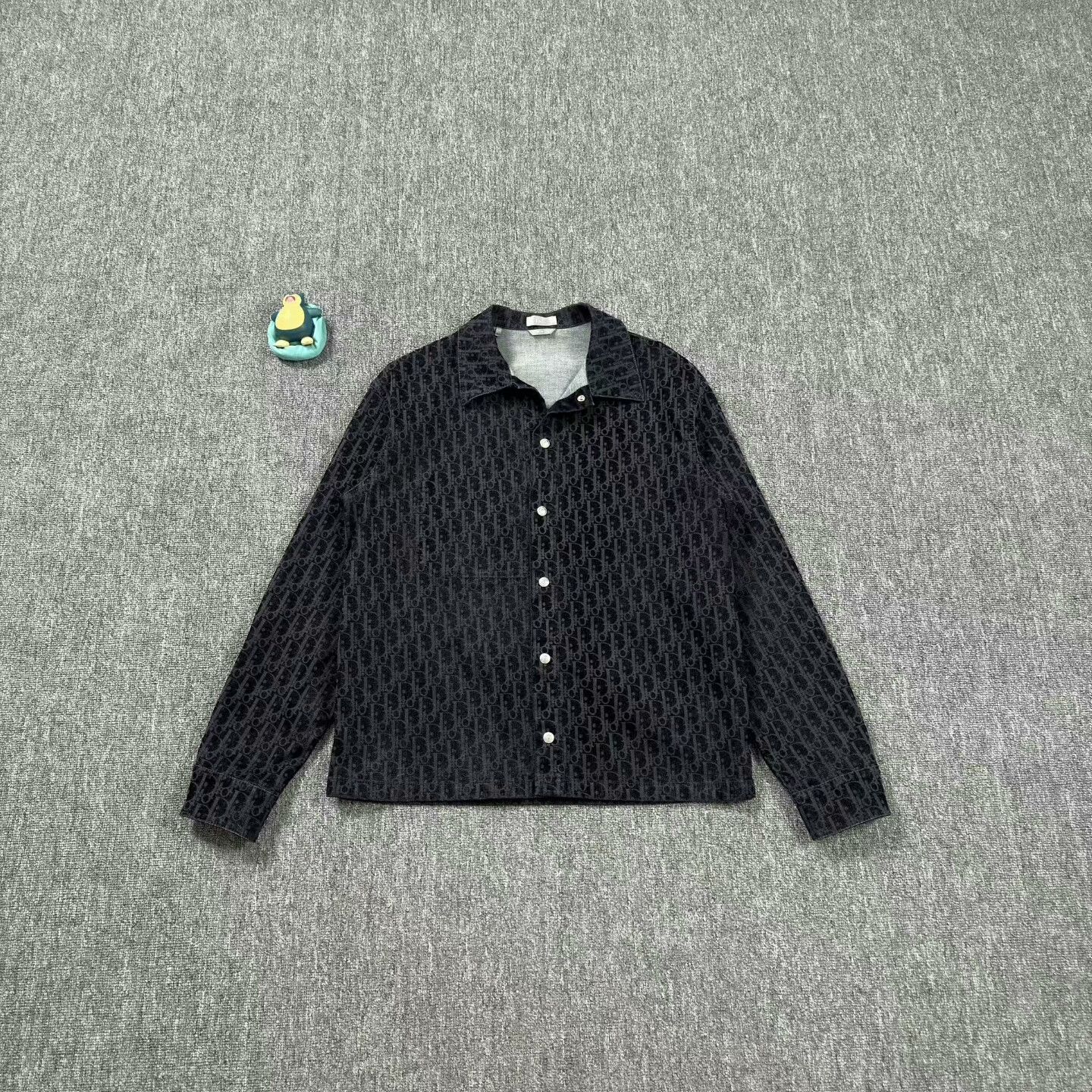 Dior Dior Navy Velvet Print Shirt Size L / US 10 / IT 46 - 1 Thumbnail