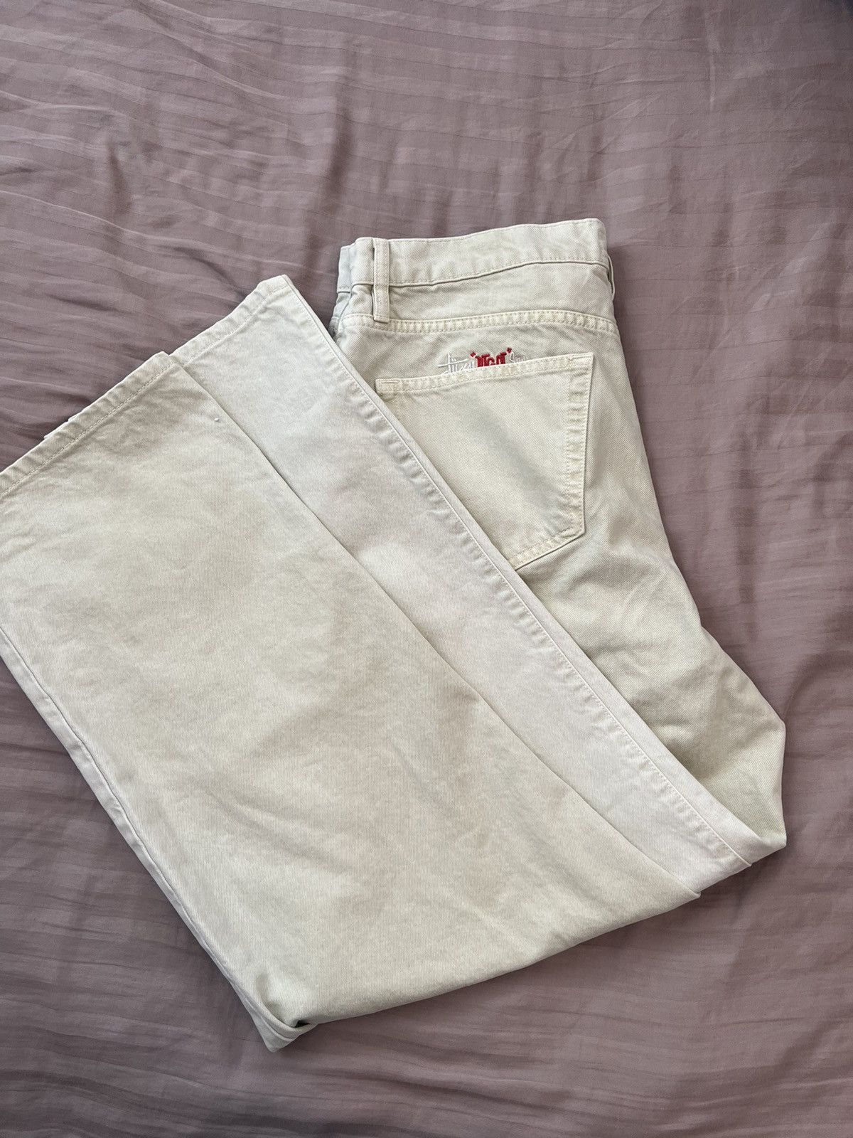 Image of Stussy Big Ol’ Jean Washed Canvas in White, Men's (Size 34)