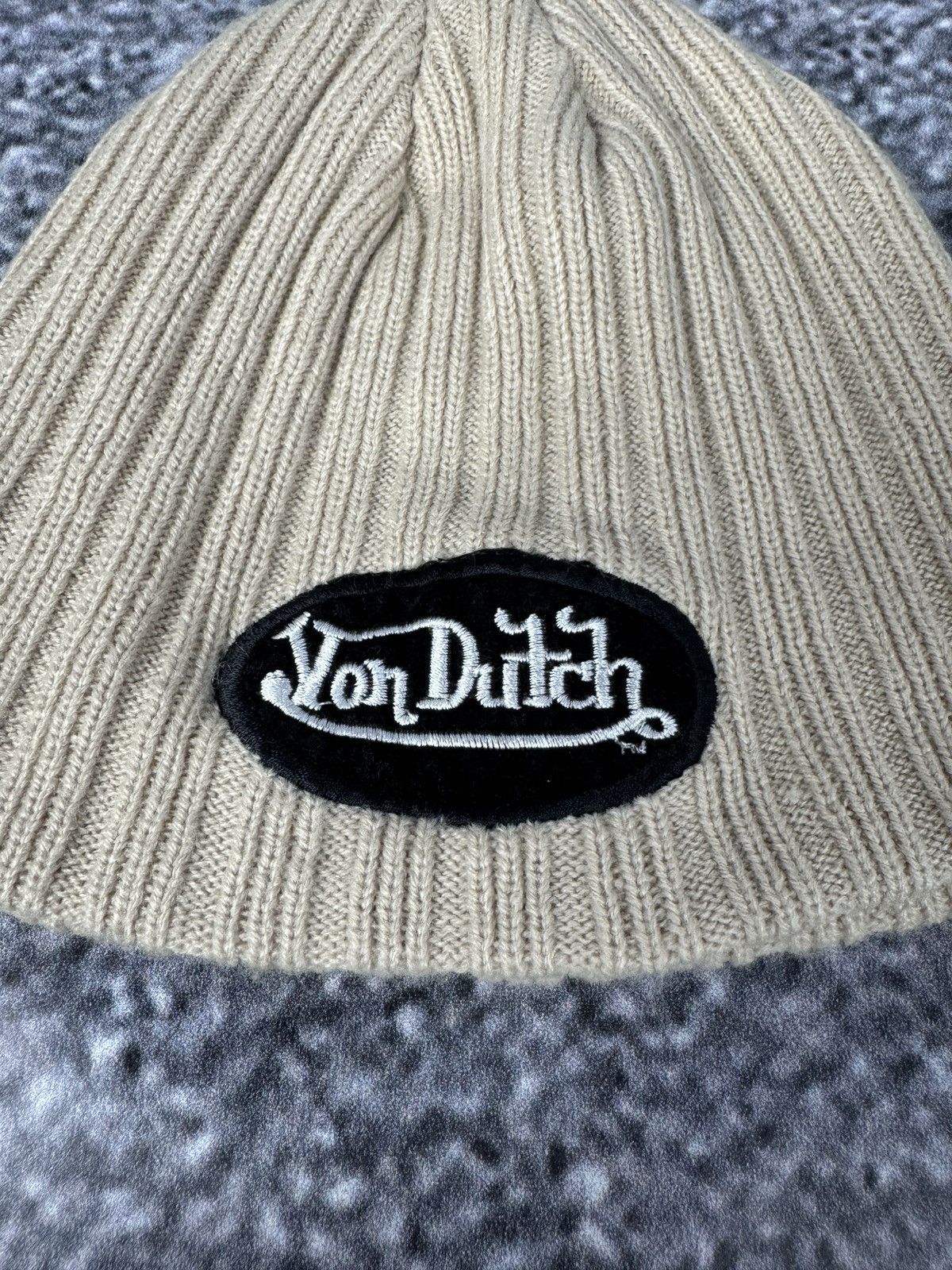 Von Dutch Von Dutch Vintage Beanie Hat Logo Patch Ribbed One Size Size ONE SIZE - 2 Thumbnail