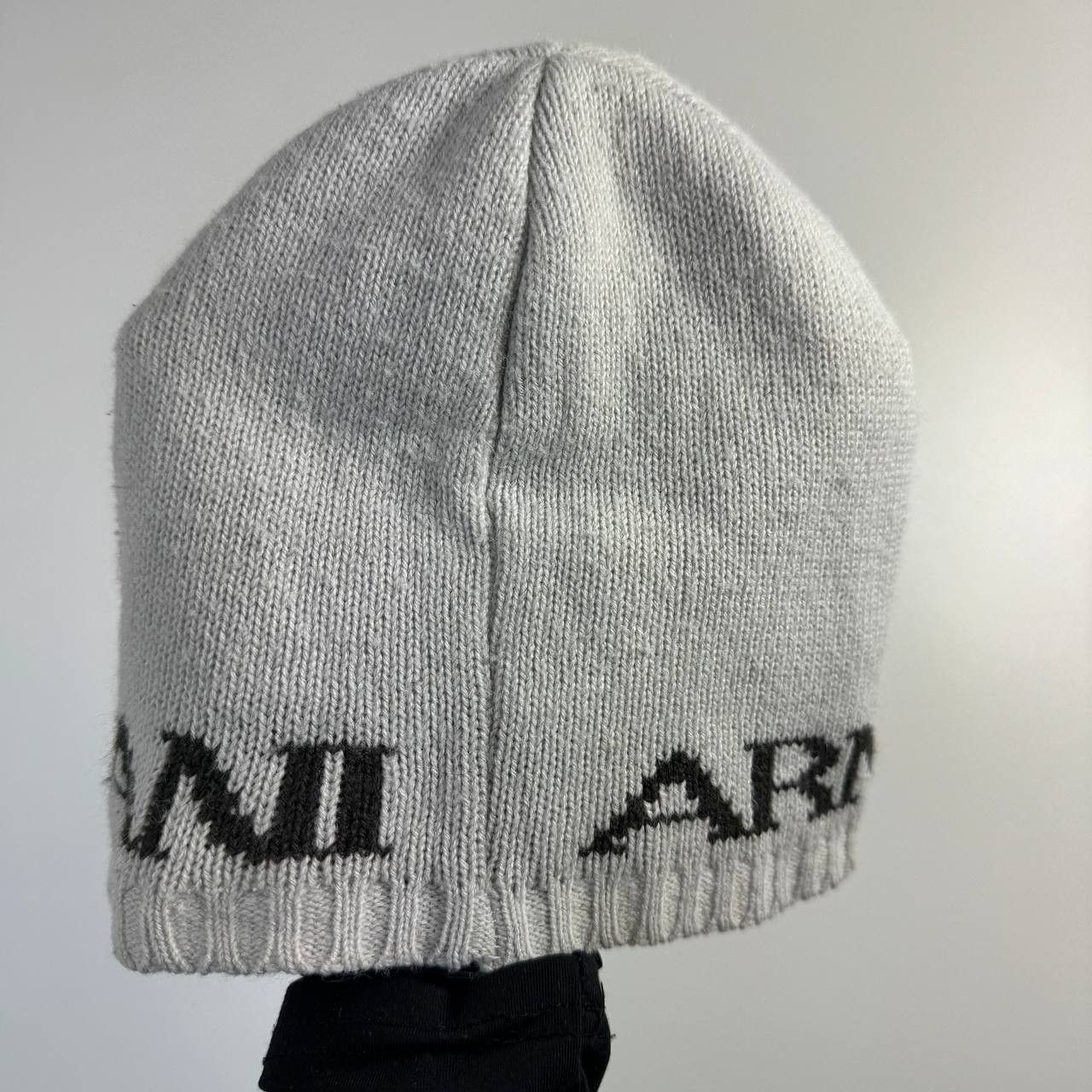 Armani Vintage Armani Knit Beanie Hat White Black Logo One Size Size ONE SIZE - 3 Thumbnail
