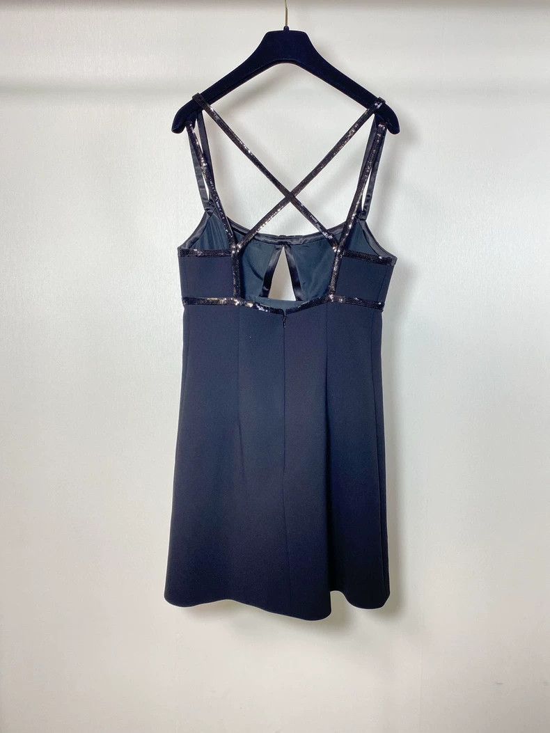 Prada Miu Miu Sequin Back Cross Strap Dress-2506 Size L / US 10 / IT 46 - 2 Thumbnail