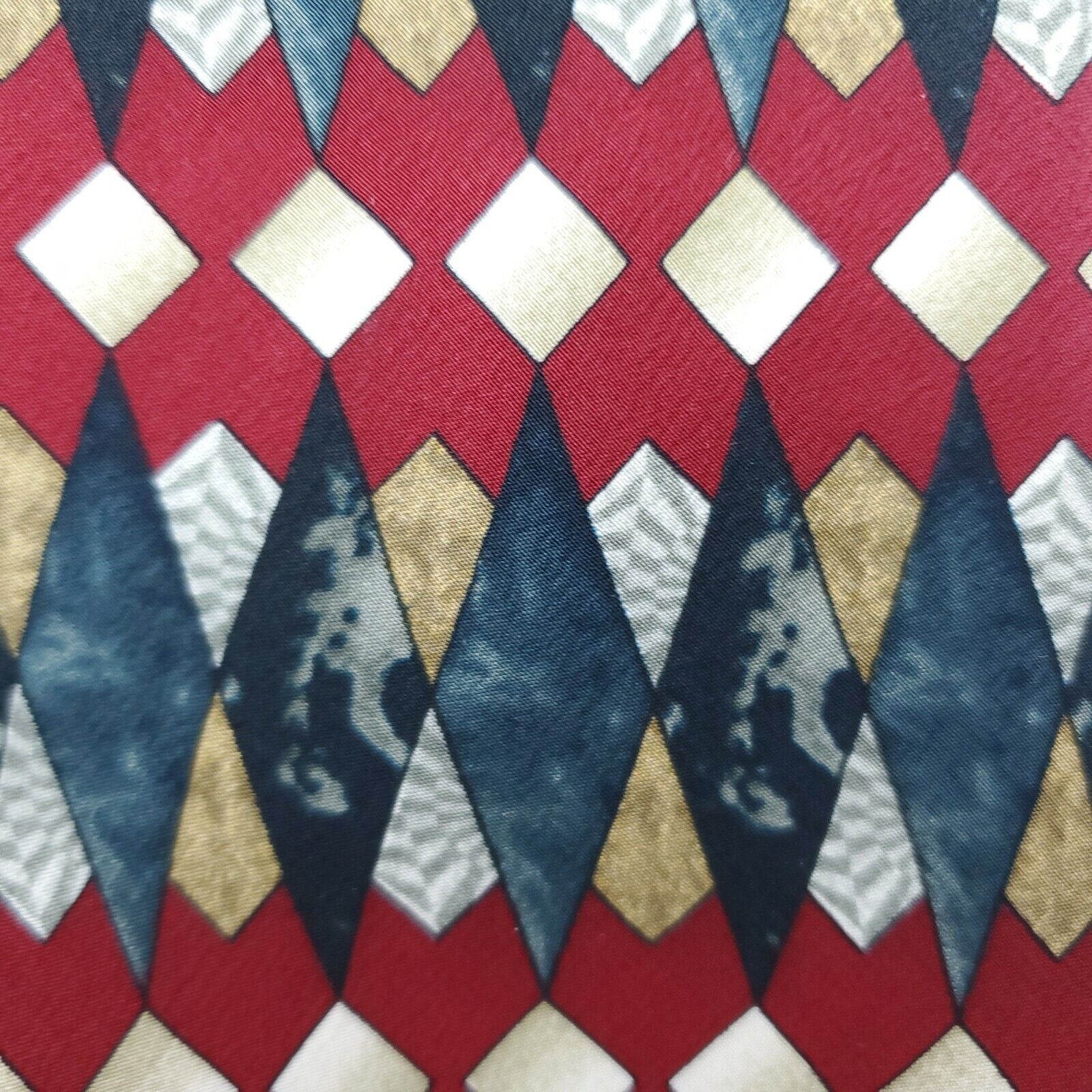 Vintage Cocktail Collection Chardonnay Red Geometric Silk Tie Size ONE SIZE - 2 Thumbnail