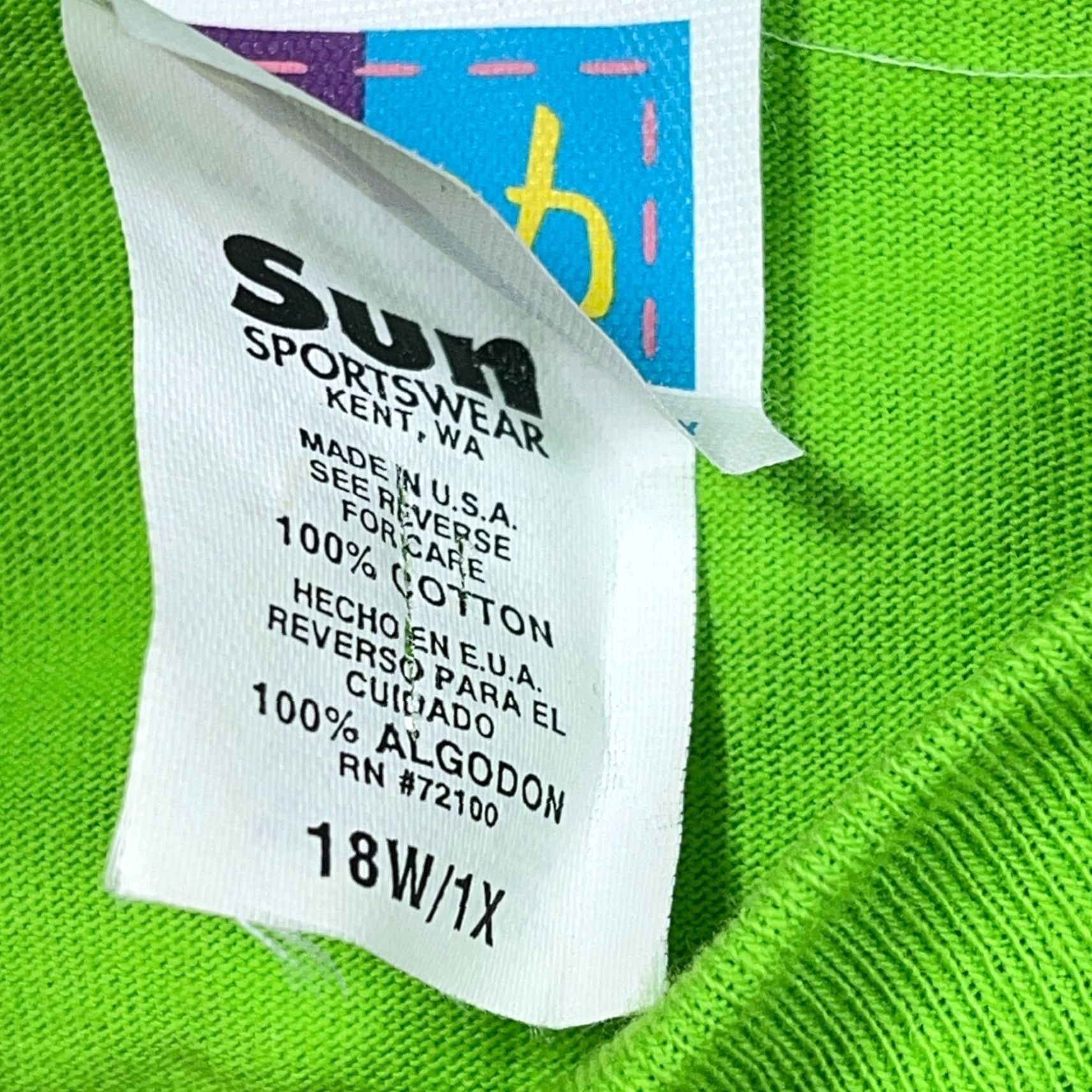Sunray Sportswear VINTAGE Sun Sportswear Shirt Women 18W 1X Lime Green Logo 90s Disney Cartoon Gentlemen? Size XXL / US 16-18 / IT 52-54 - 6 Thumbnail